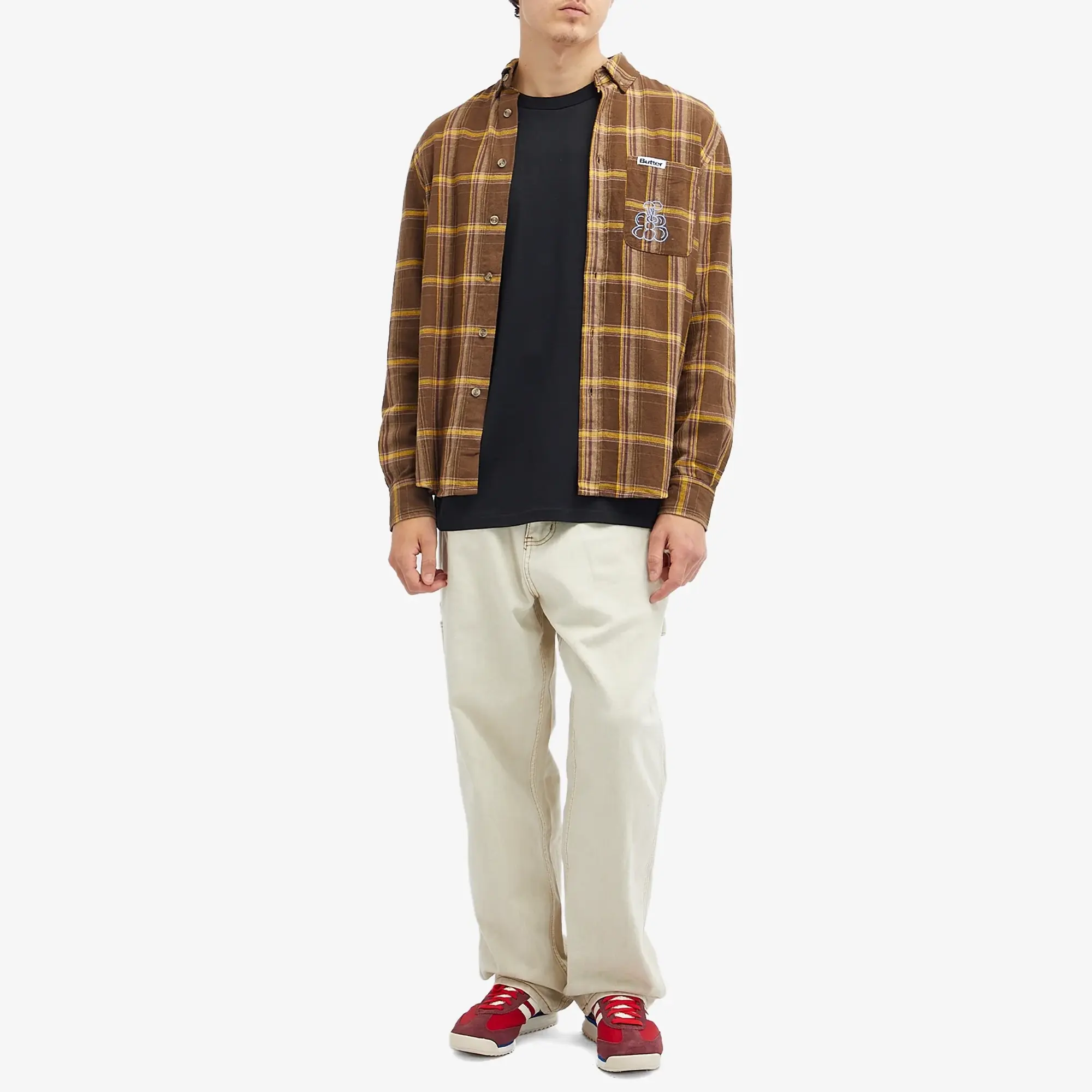 Butter Goods Men's Bugs Flannel Long Sleeve Shirt Chestnut