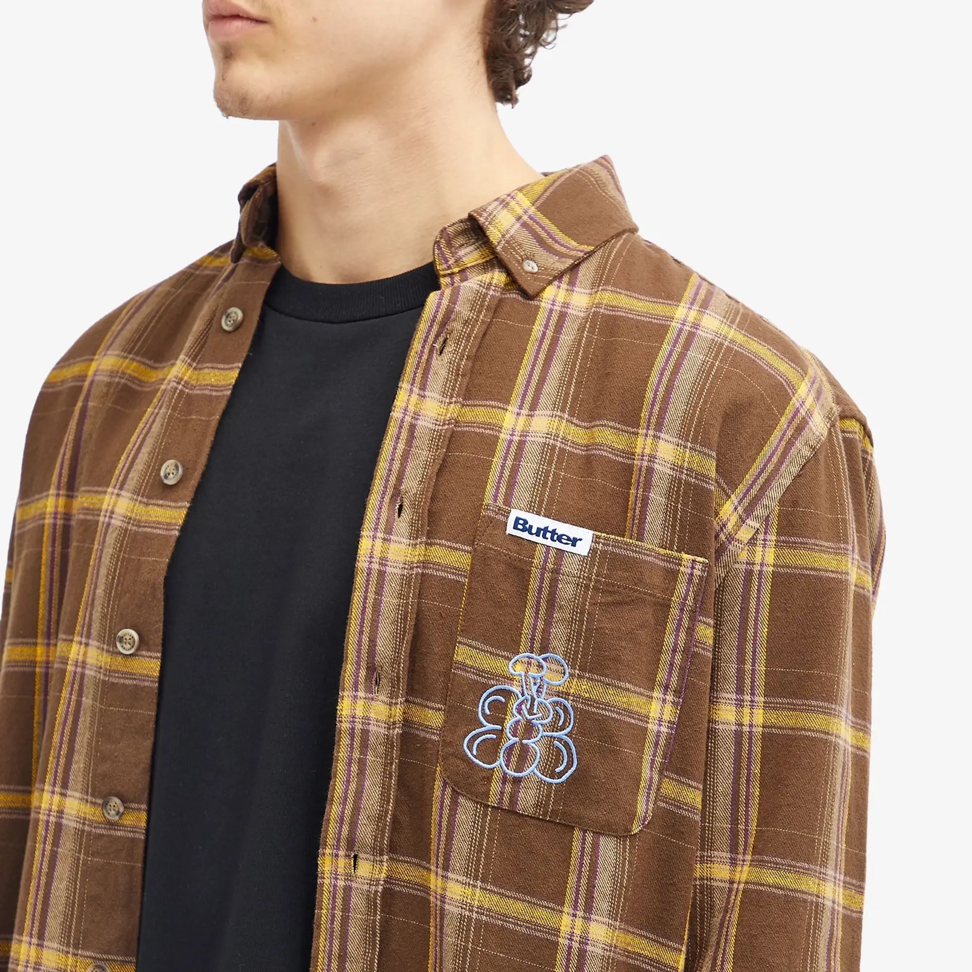Butter Goods Men's Bugs Flannel Long Sleeve Shirt Chestnut