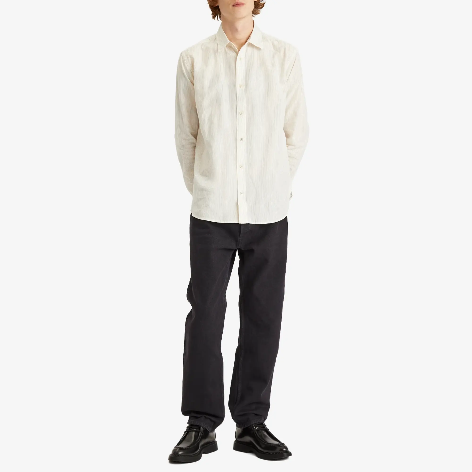 Saint Laurent Men's Stripe Shirt Dobby Stripes