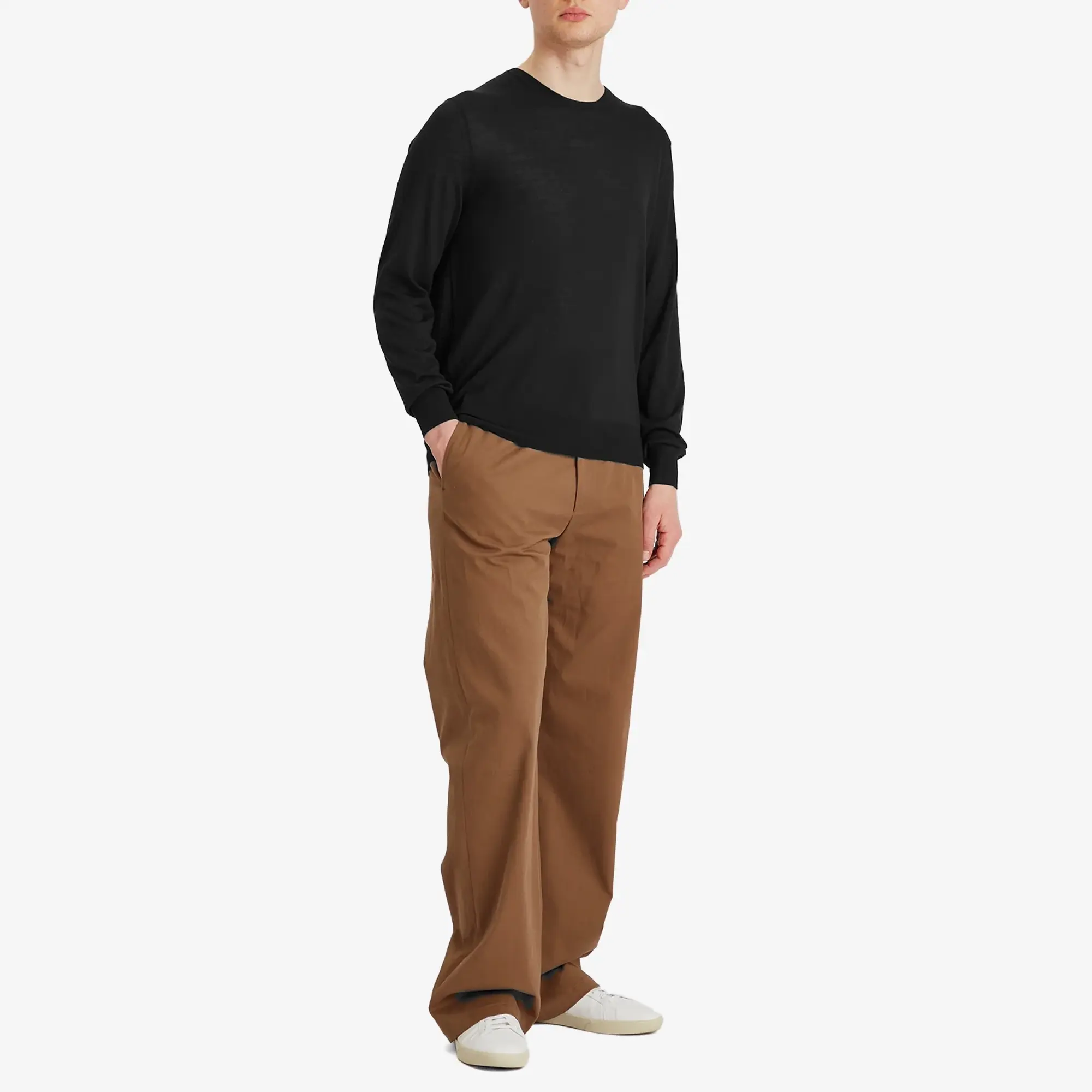 Saint Laurent Men's Fine Merino Crewneck Jumper Noir
