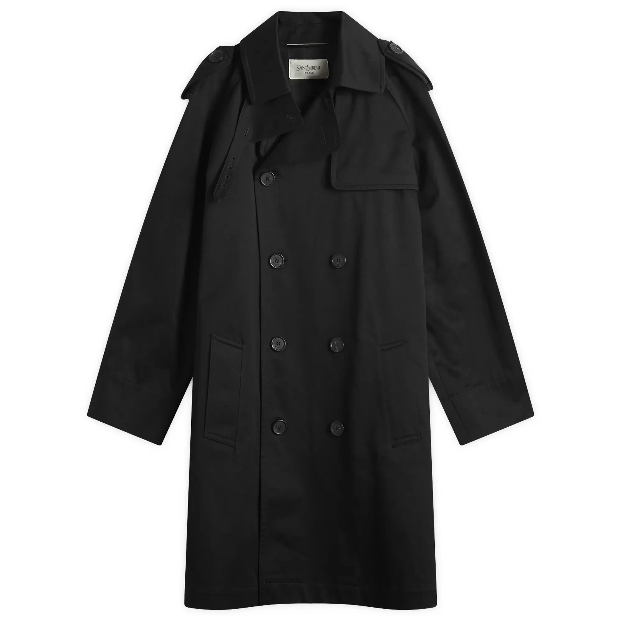 Saint Laurent Men's Gaberdine Trench Coat Noir