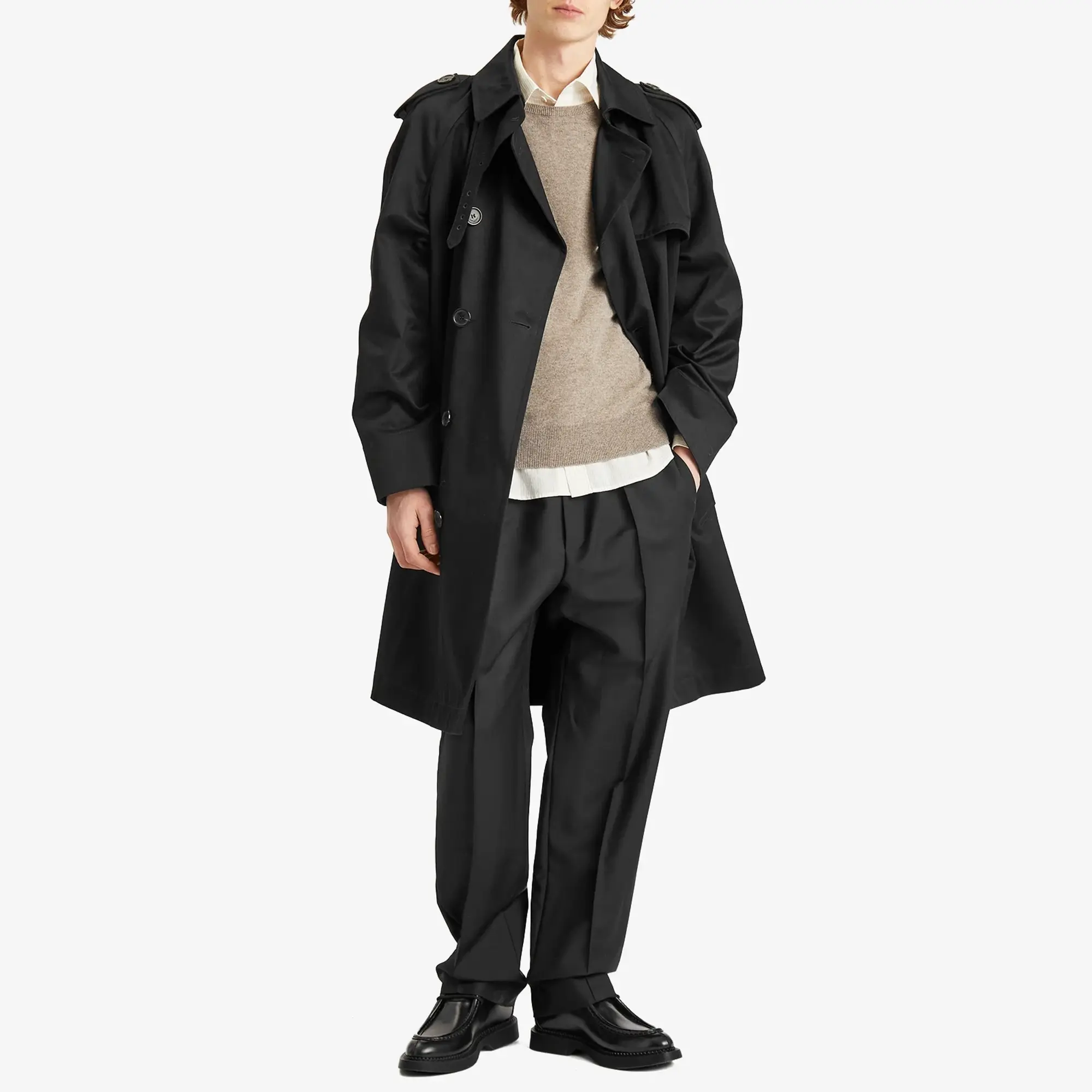 Saint Laurent Men's Gaberdine Trench Coat Noir