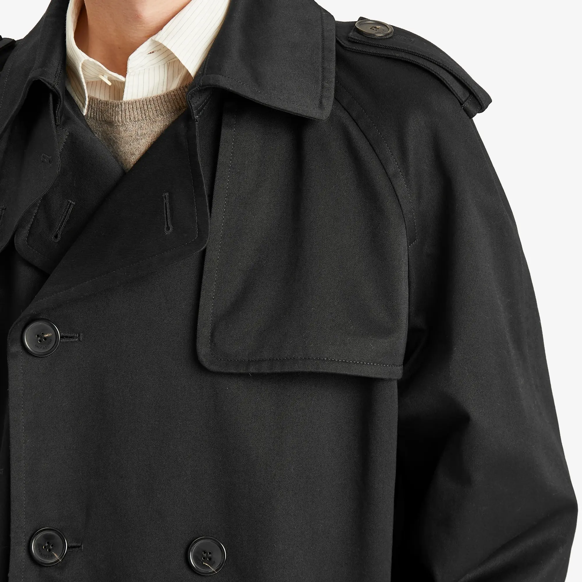 Saint Laurent Men's Gaberdine Trench Coat Noir
