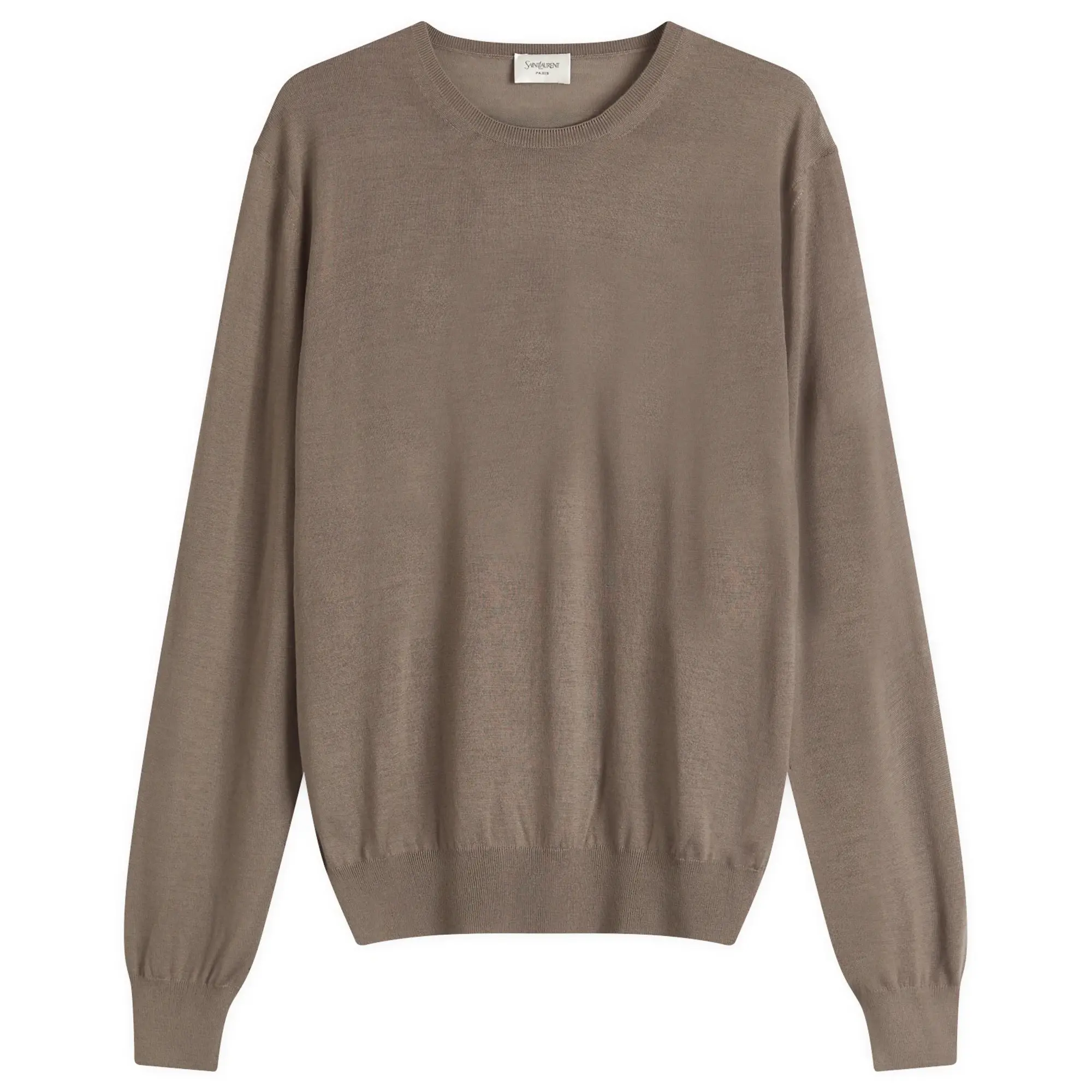 Saint Laurent Men's Fine Merino Crewneck Jumper Gris Taupe