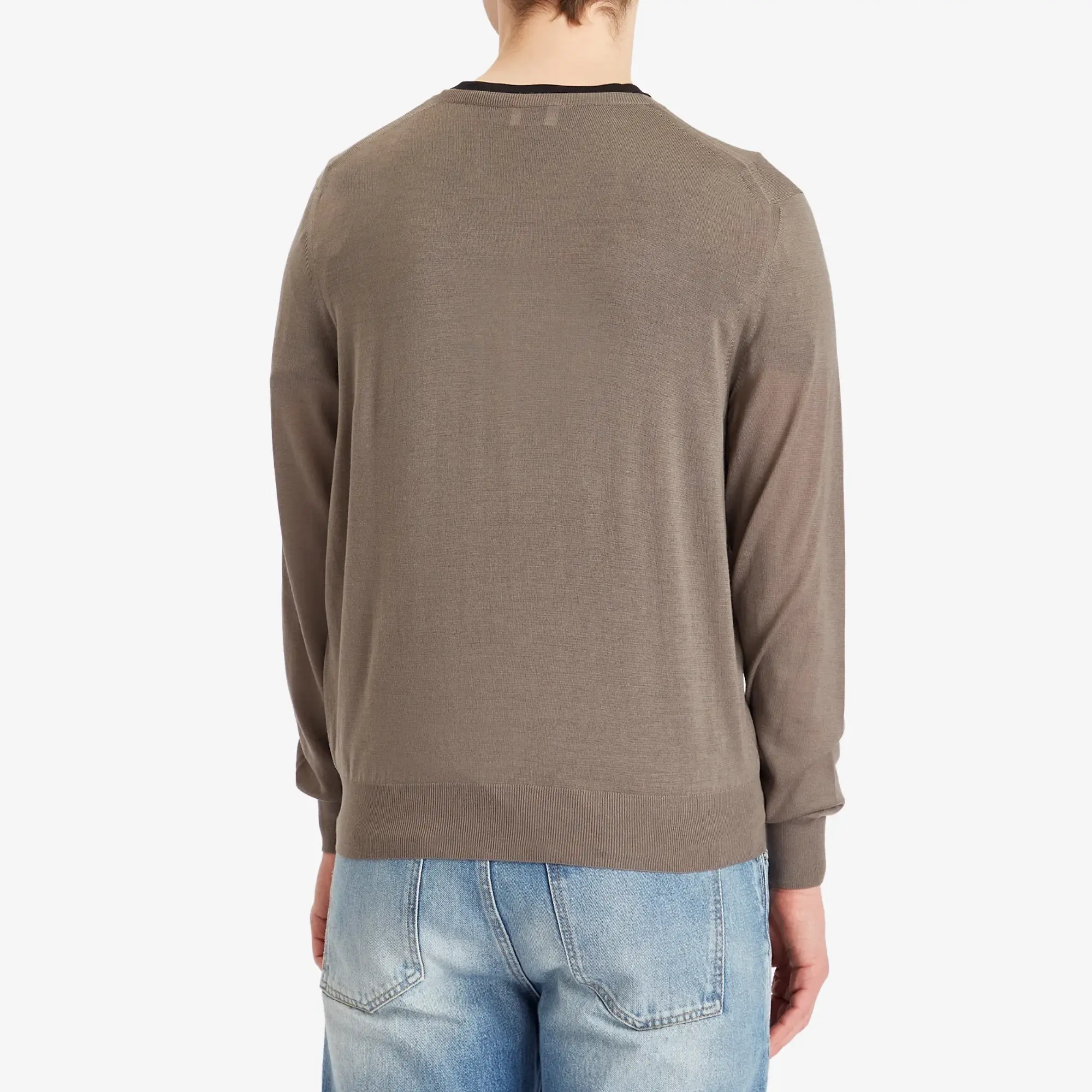 Saint Laurent Men's Fine Merino Crewneck Jumper Gris Taupe