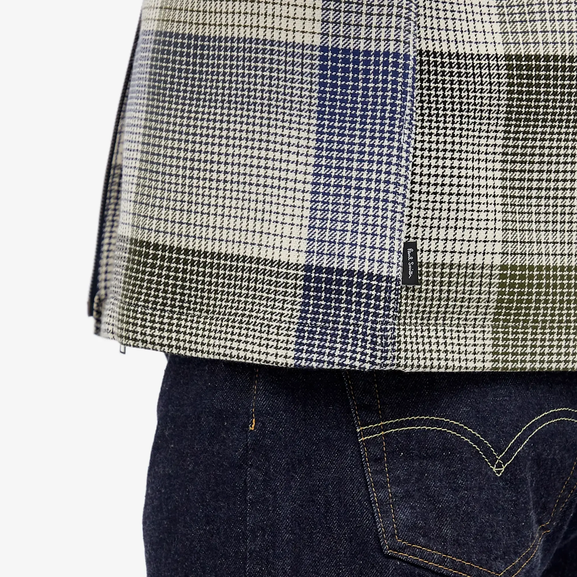 Paul Smith Men's Zip Front Plaid Shirt Brown