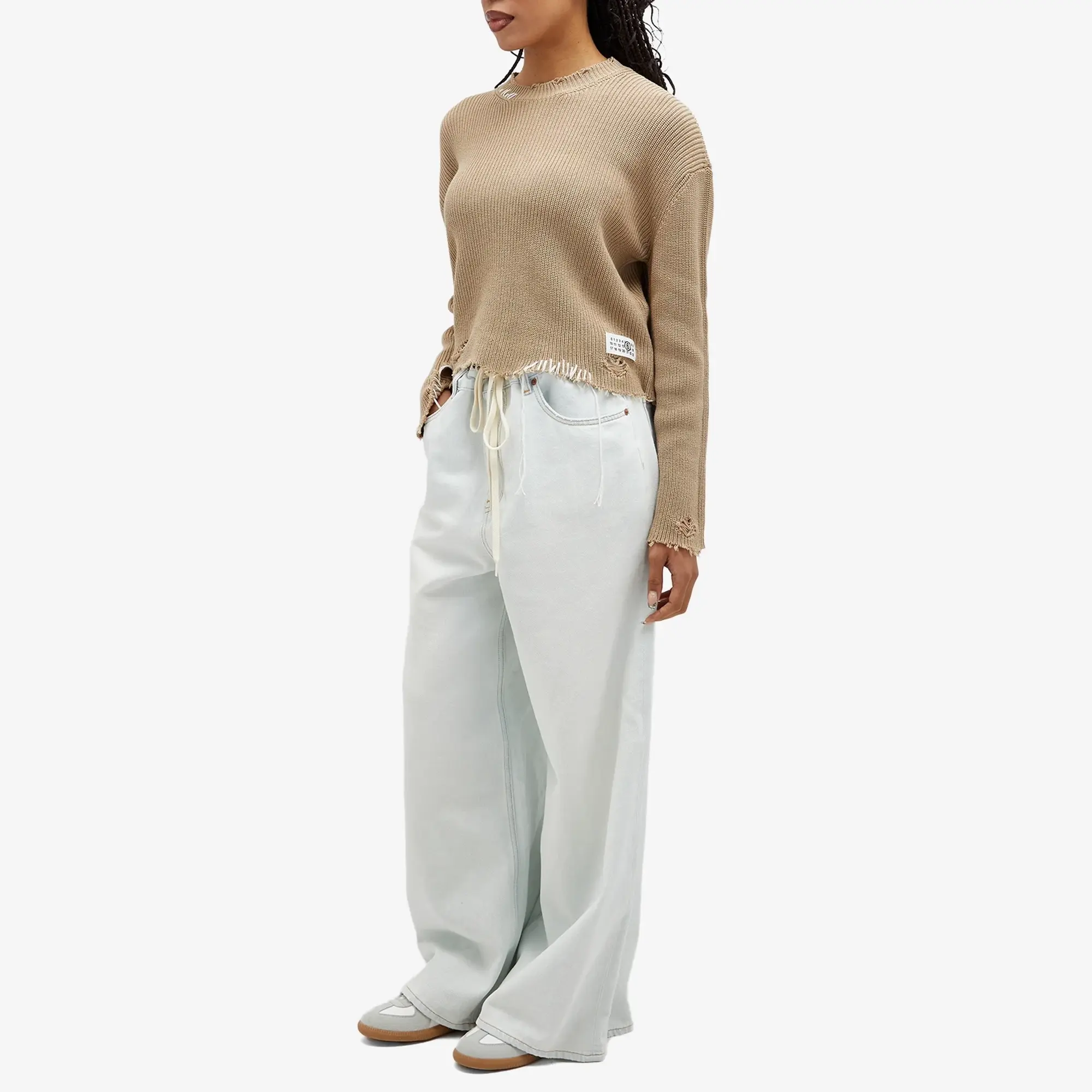 MM6 Maison Margiela Women's Knitted Crewneck Jumper Beige