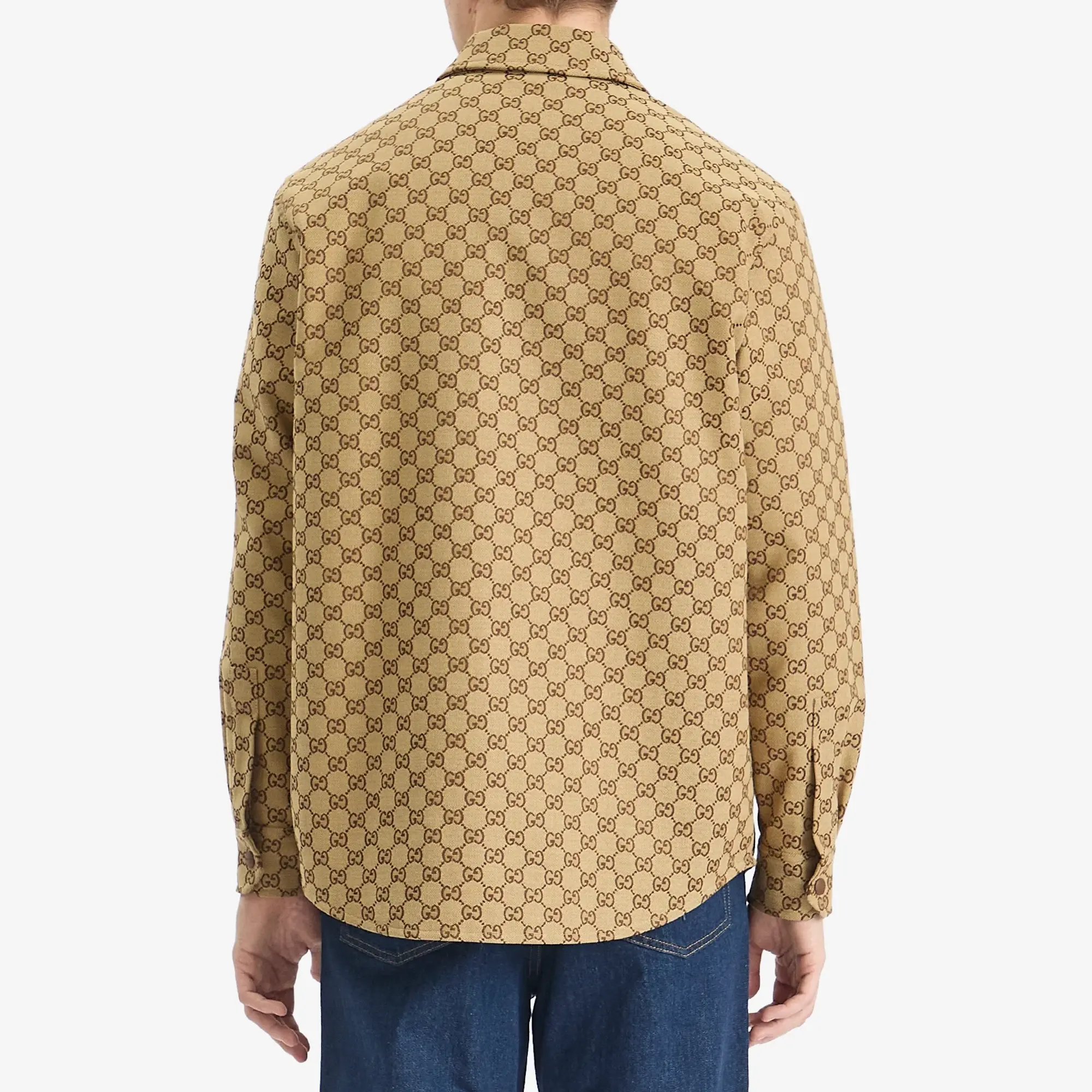 Gucci Men's GG Canvas Overshirt Camel/Ebony