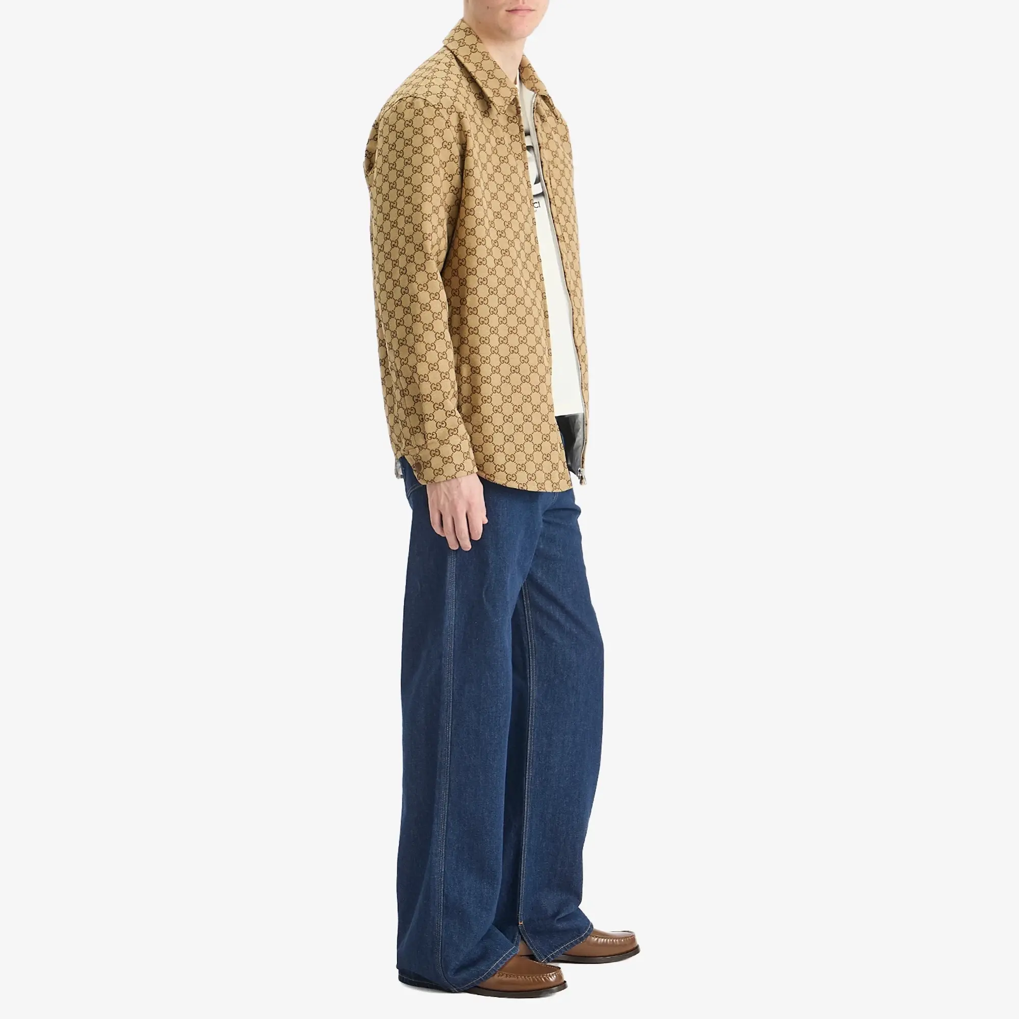 Gucci Men's GG Canvas Overshirt Camel/Ebony