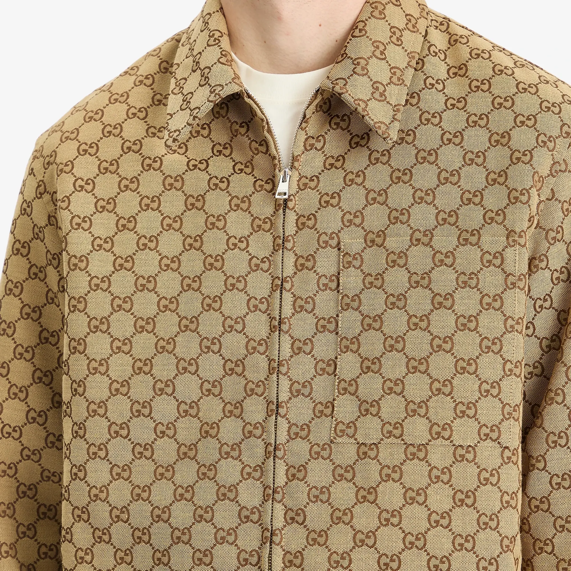 Gucci Men's GG Canvas Overshirt Camel/Ebony