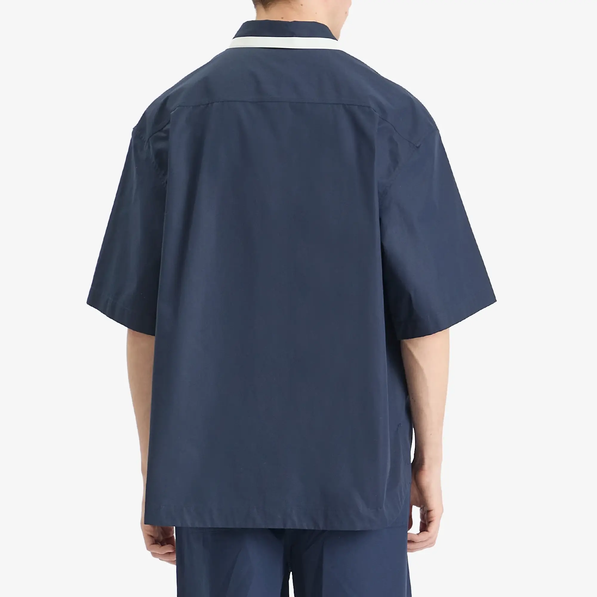Gucci Men's Tape Collar Cotton Short Sleeve Shirt Blue Japan