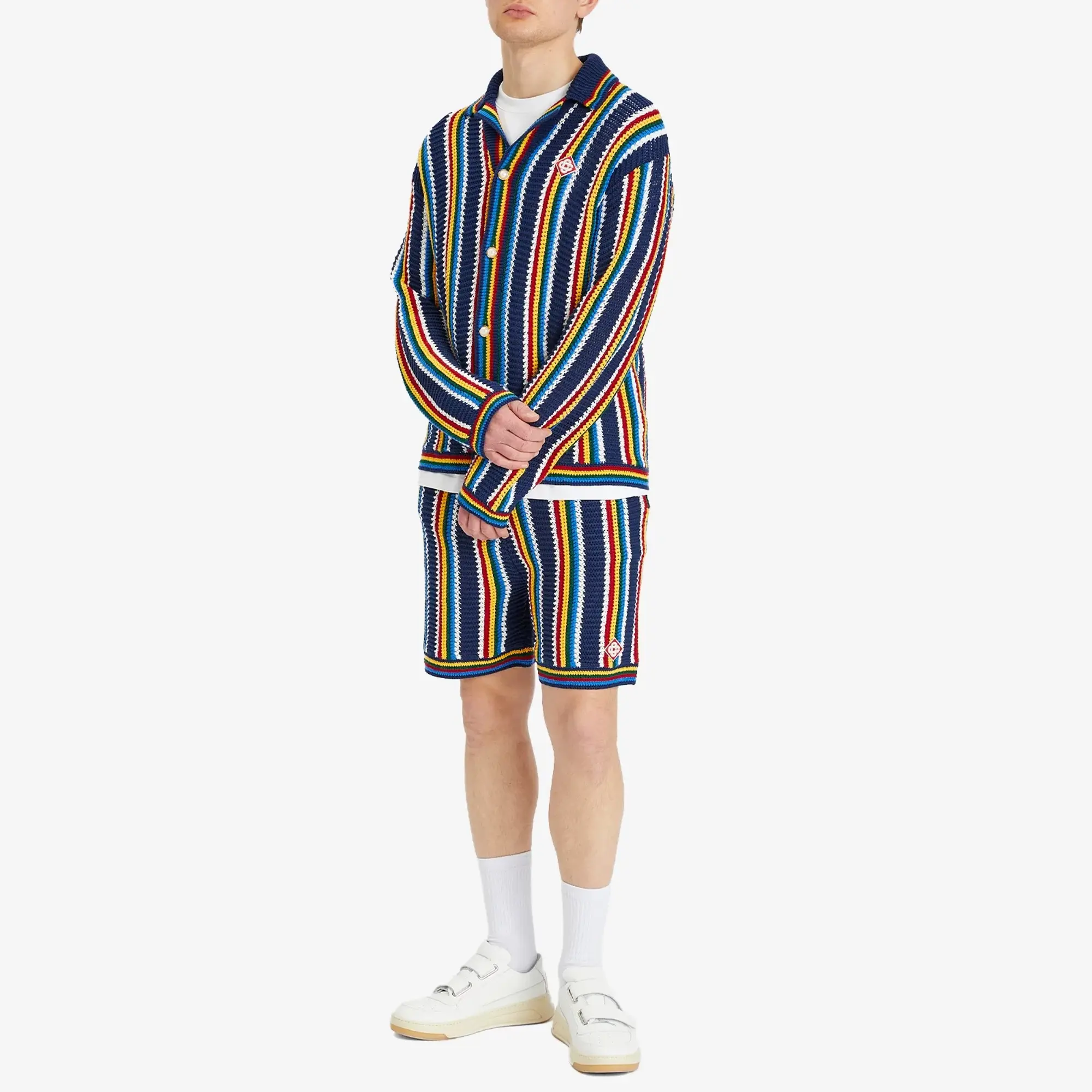Casablanca Men's Crochet Button Up Navy