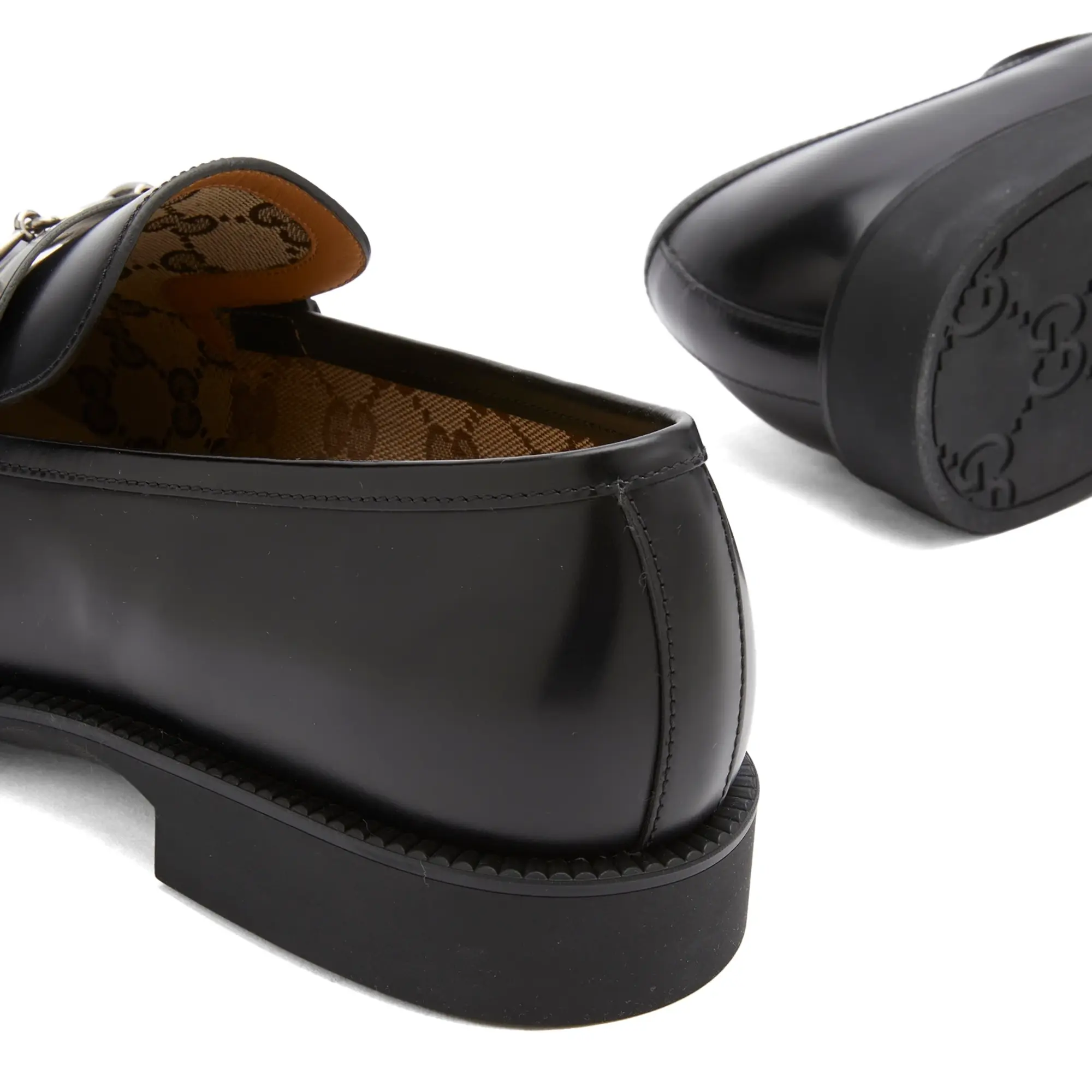 Gucci Men's Rubber Sole Tempe Horsebit Leather Loafer Black