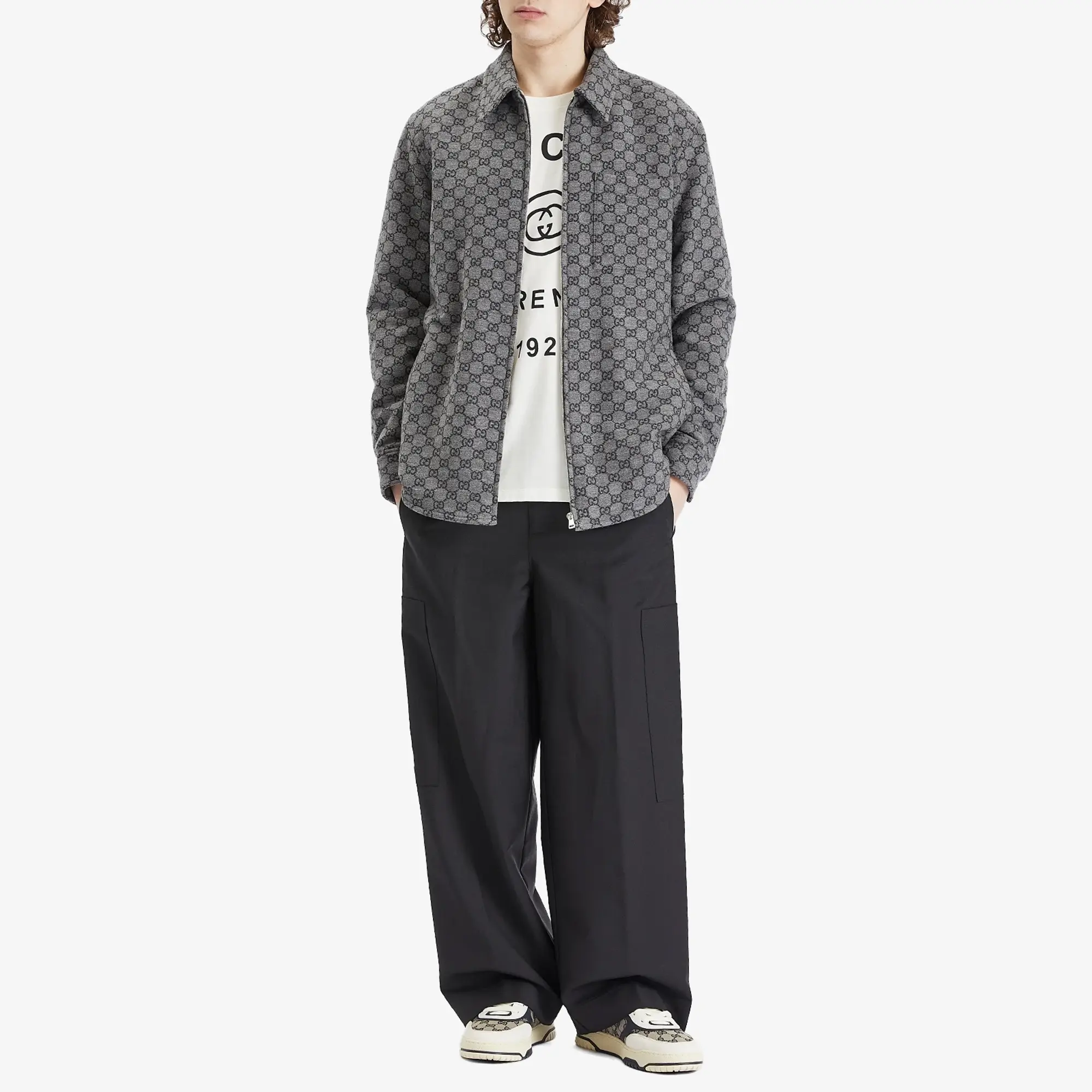 Gucci Men's GG Flannel Overshirt Grey/Dark Grey