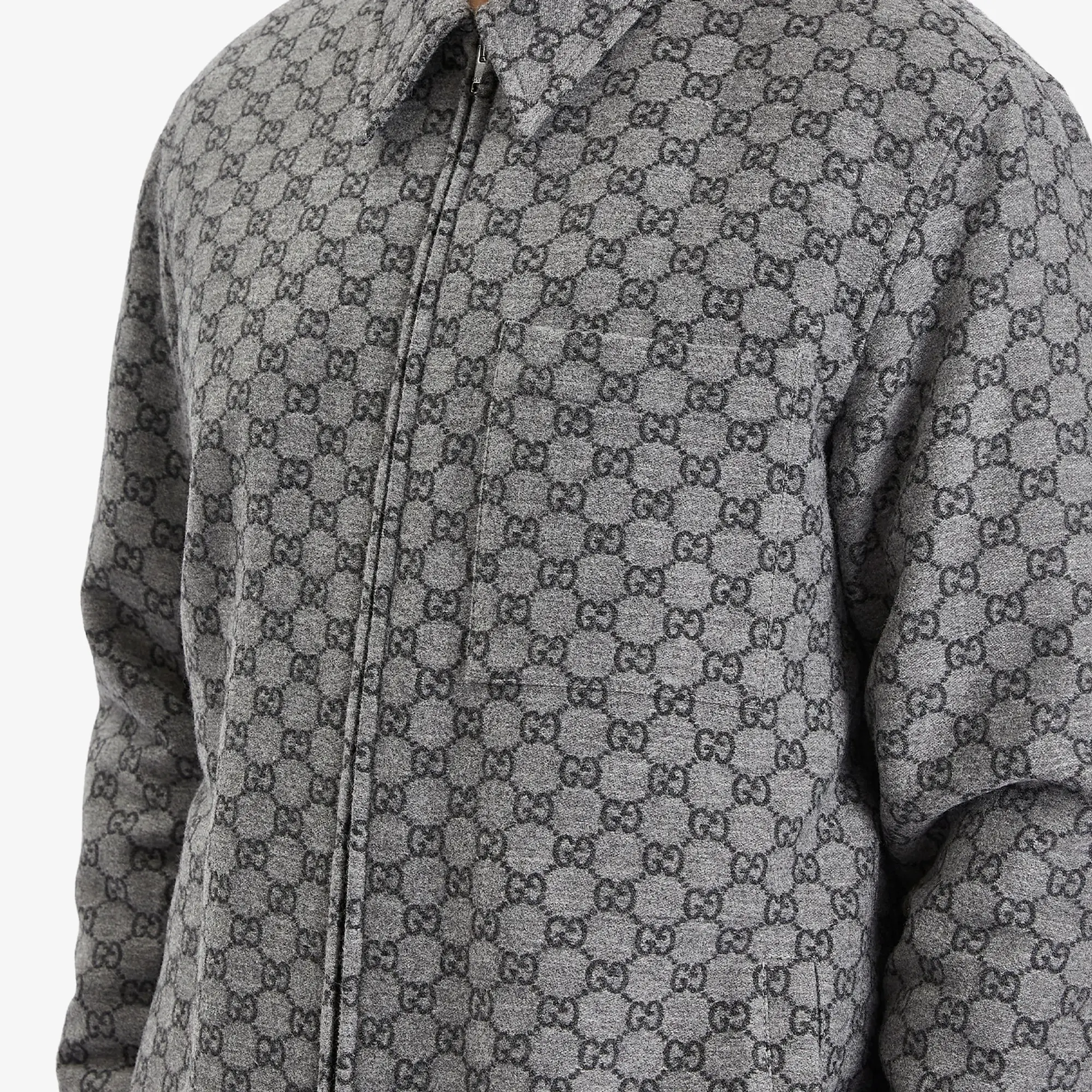 Gucci Men's GG Flannel Overshirt Grey/Dark Grey