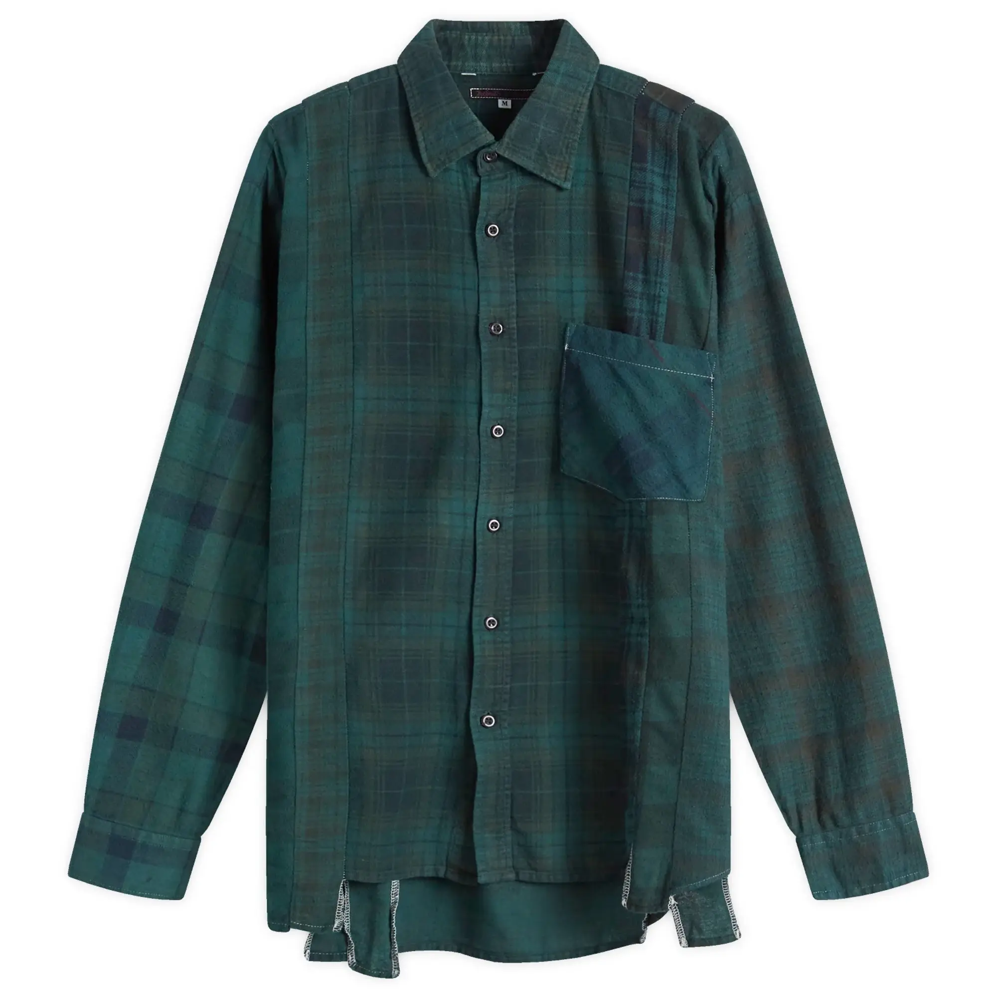 Needles Men's 7 Cuts Over Dye Flannel Shirt Green