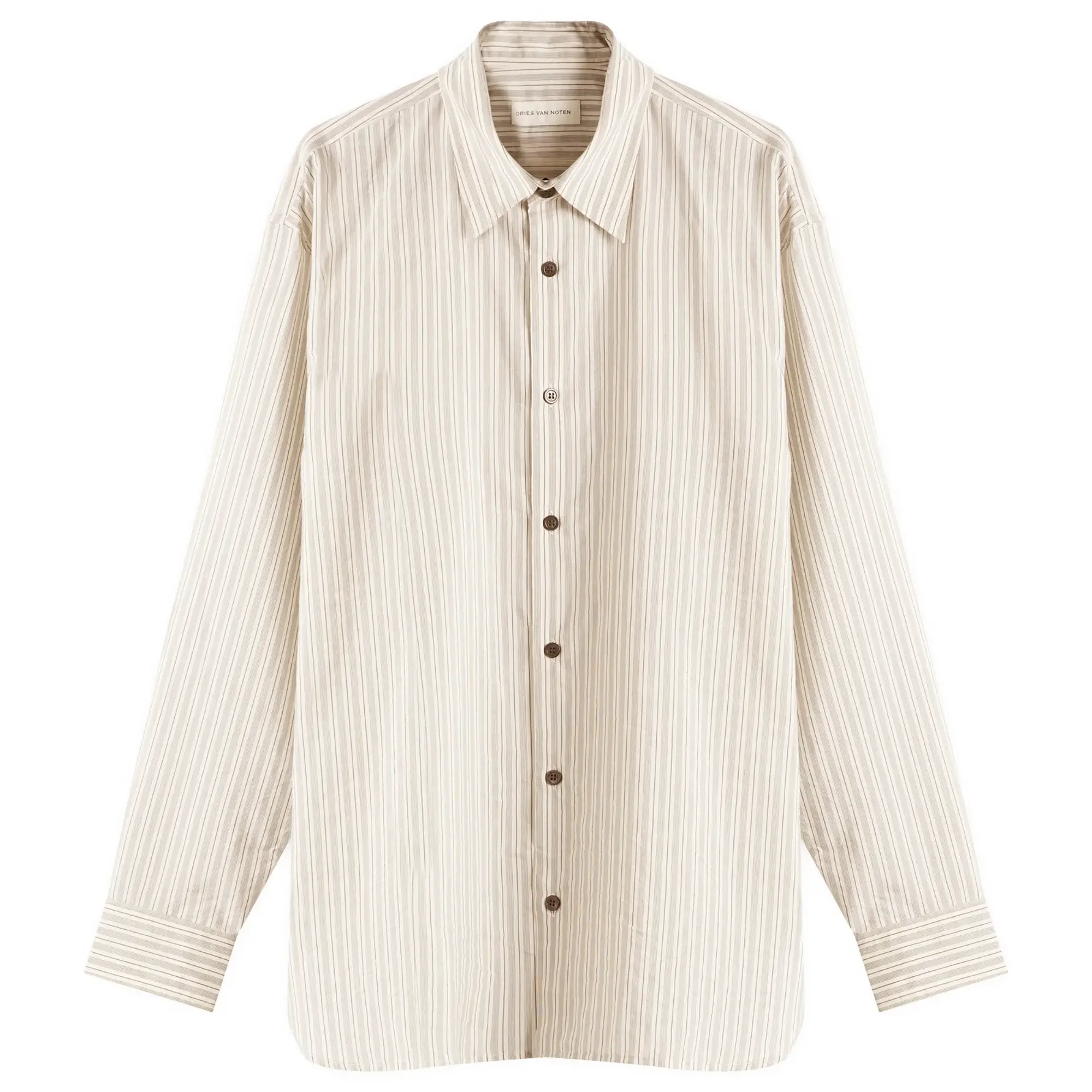 Dries Van Noten Men's Croom Stripe Long Sleeve Shirt Light Grey
