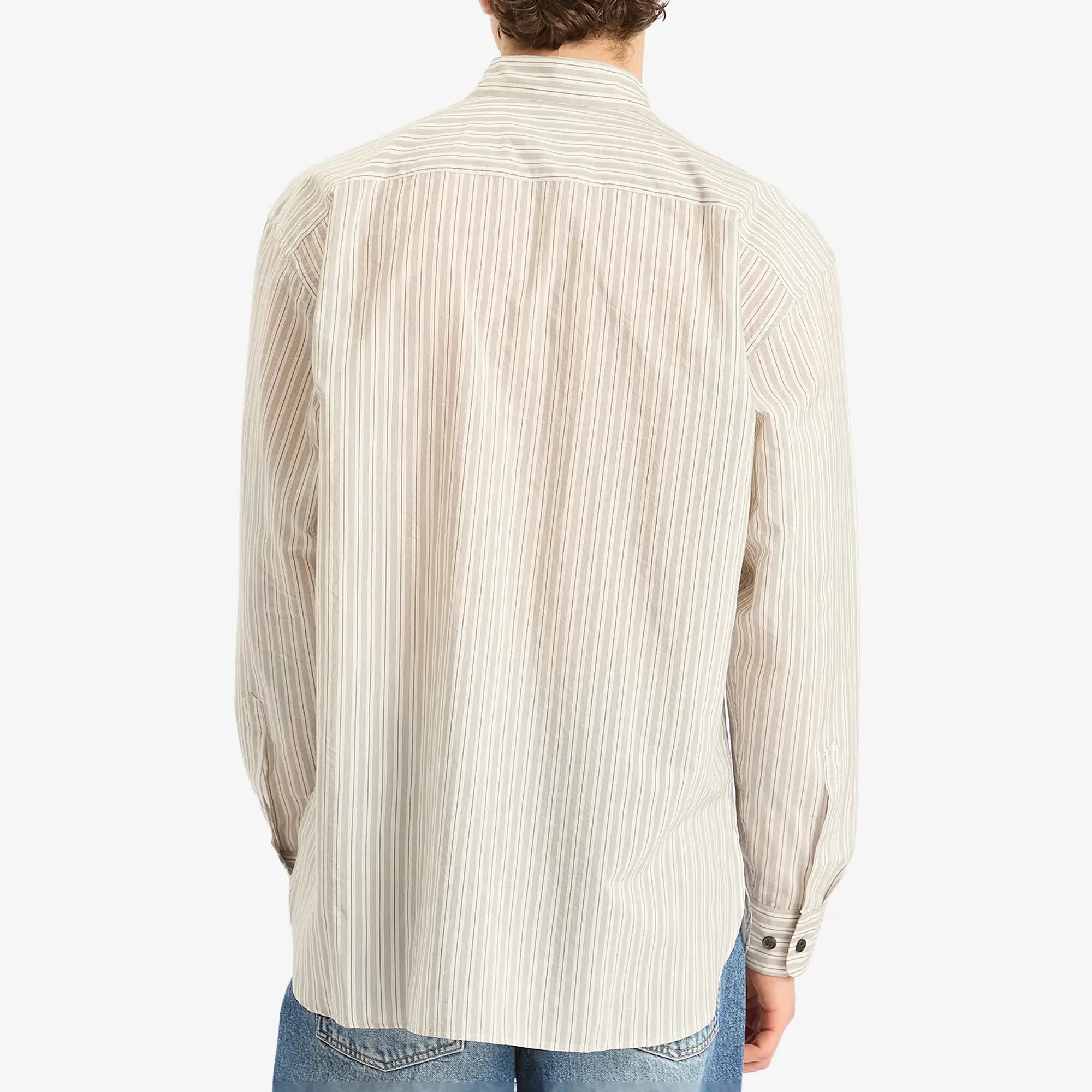 Dries Van Noten Men's Croom Stripe Long Sleeve Shirt Light Grey