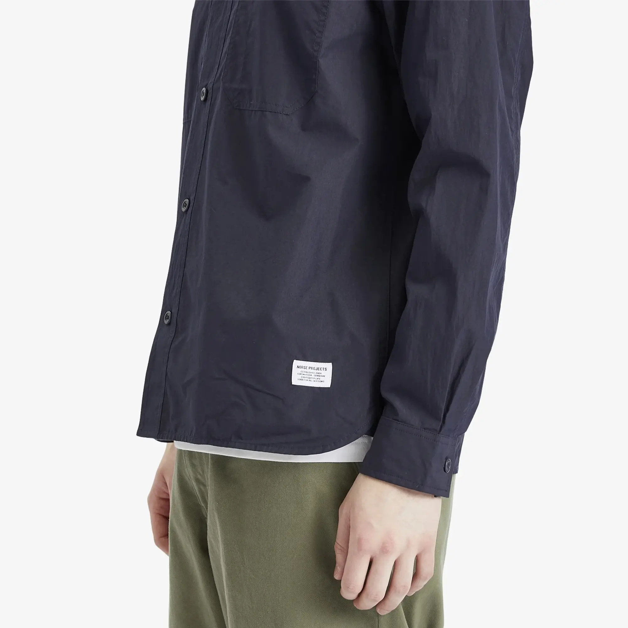 Norse Projects Men's Silas Tech Poplin Shirt 2.0 Dark Navy
