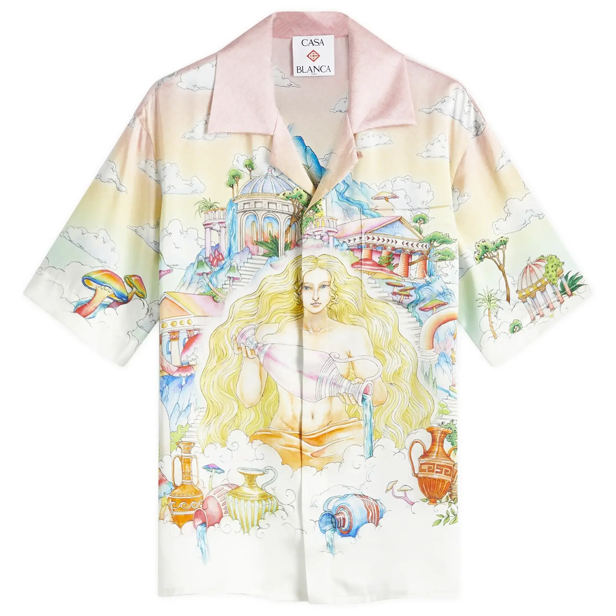 Casablanca Women's Short Sleeve Cuban Collar Shirt The Road To Knowledge