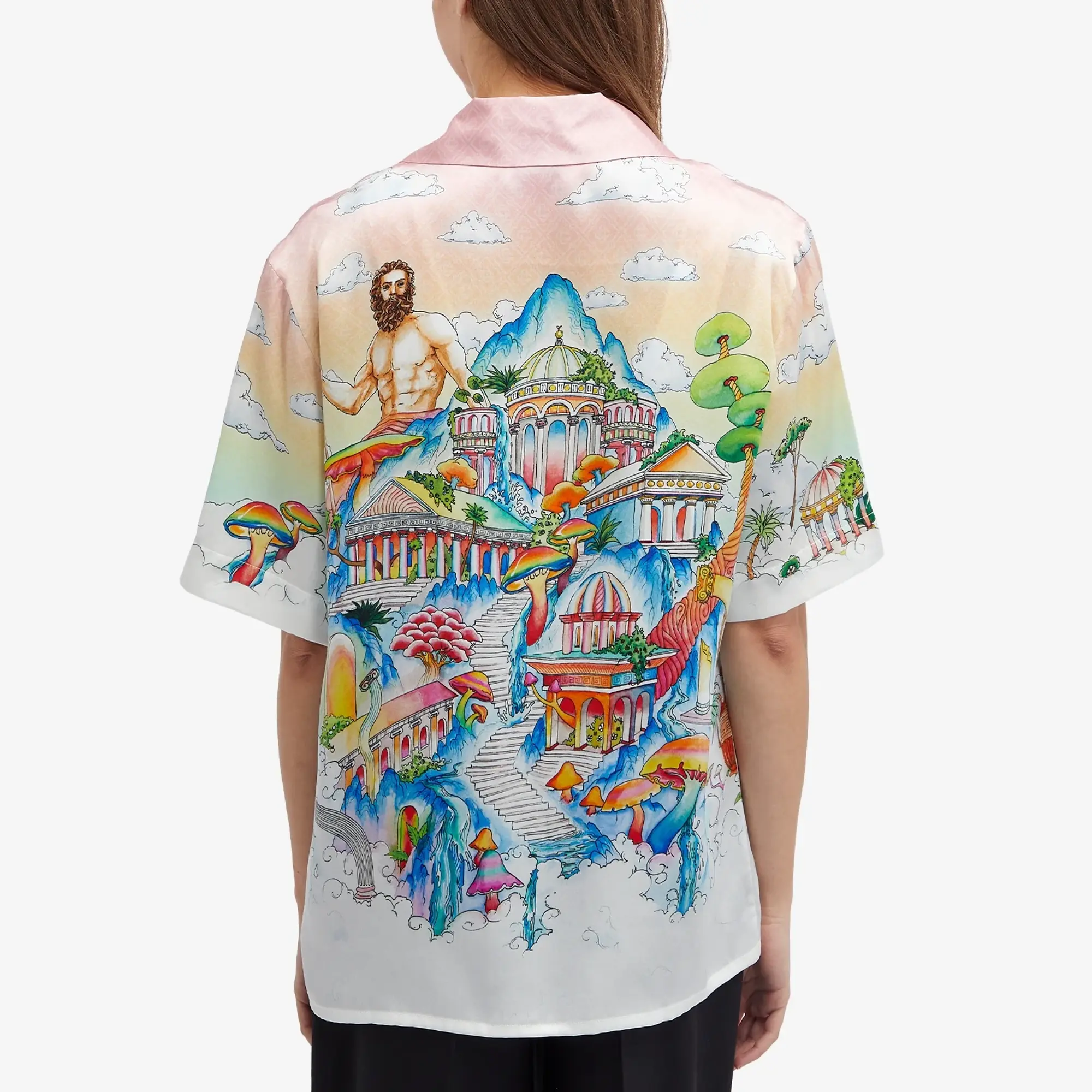Casablanca Women's Short Sleeve Cuban Collar Shirt The Road To Knowledge