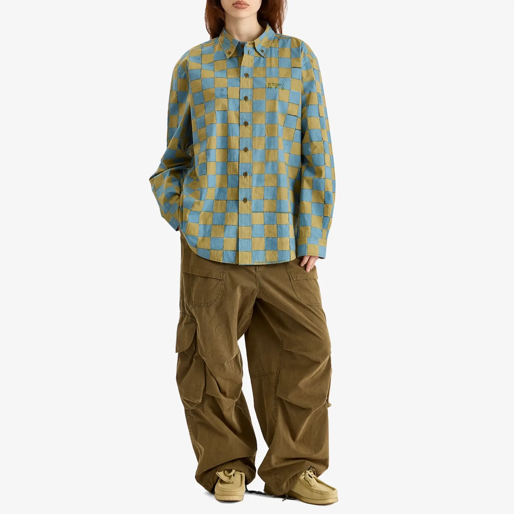 Story mfg. Women's Office Shirt Evergreen Checker