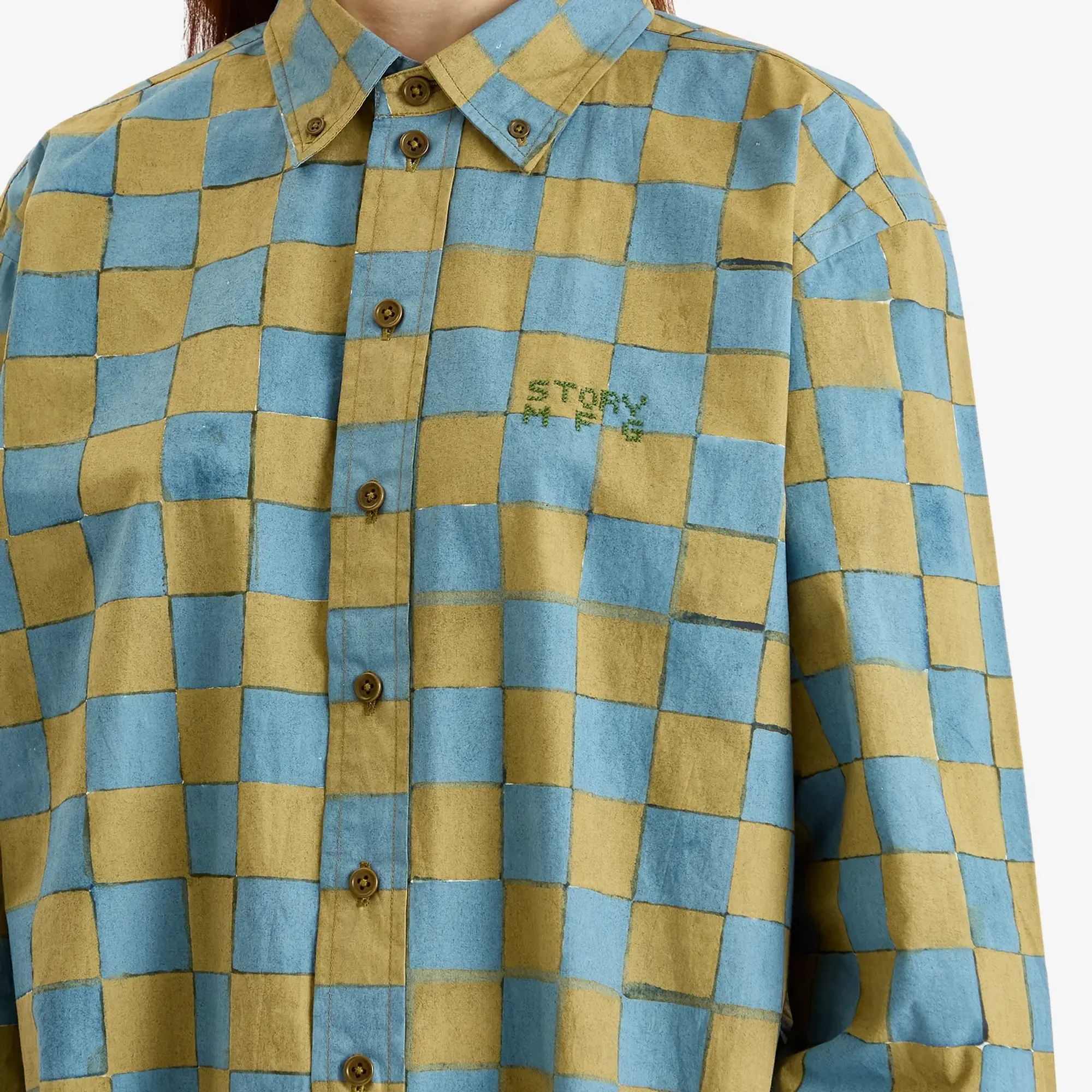 Story mfg. Women's Office Shirt Evergreen Checker