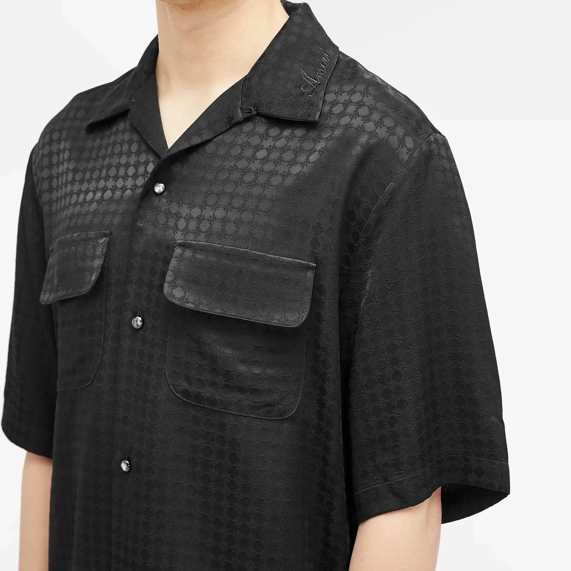 AMIRI Men's MA Quad Jacquard Camp Shirt Black