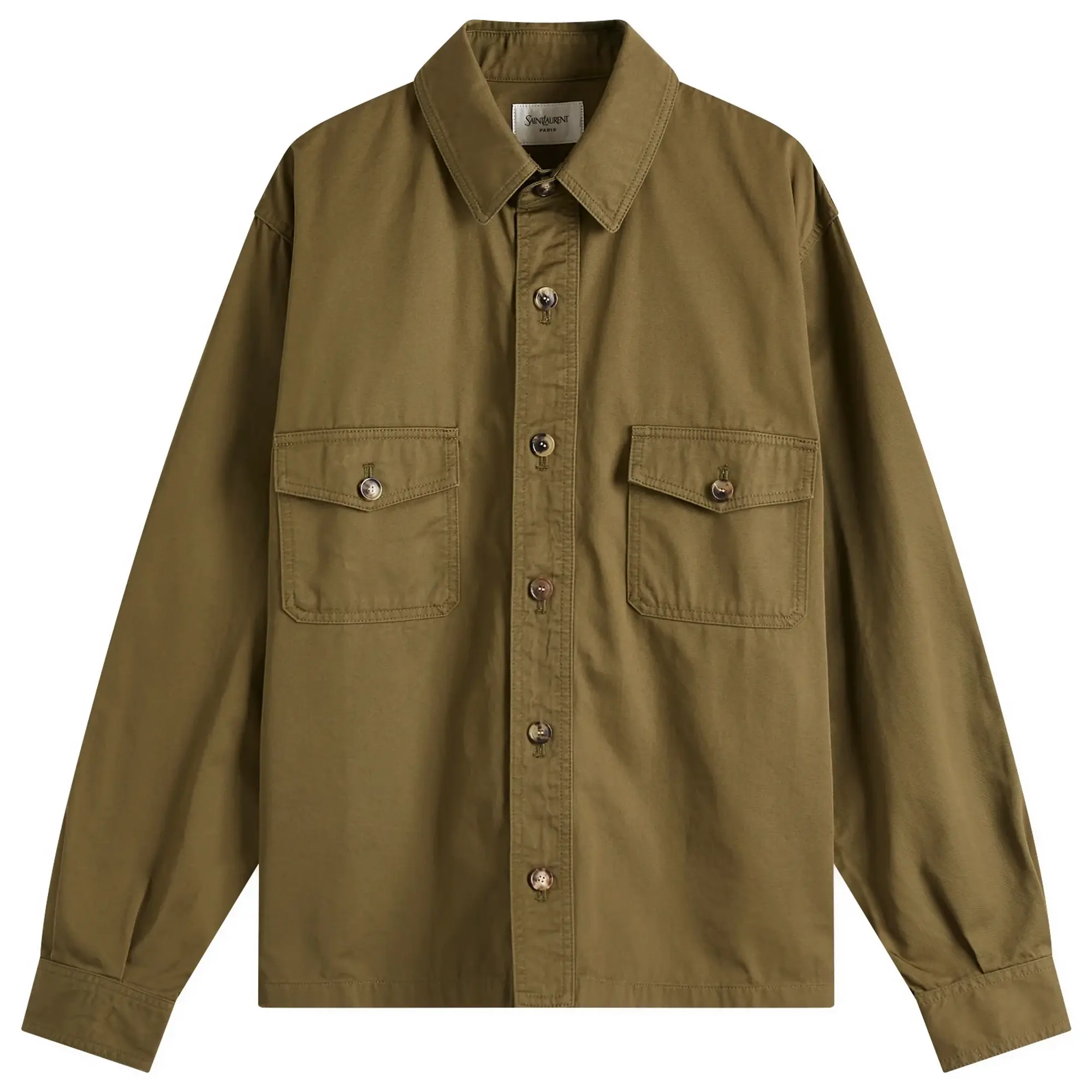 Saint Laurent Men's YSL Overshirt Authentic Khaki