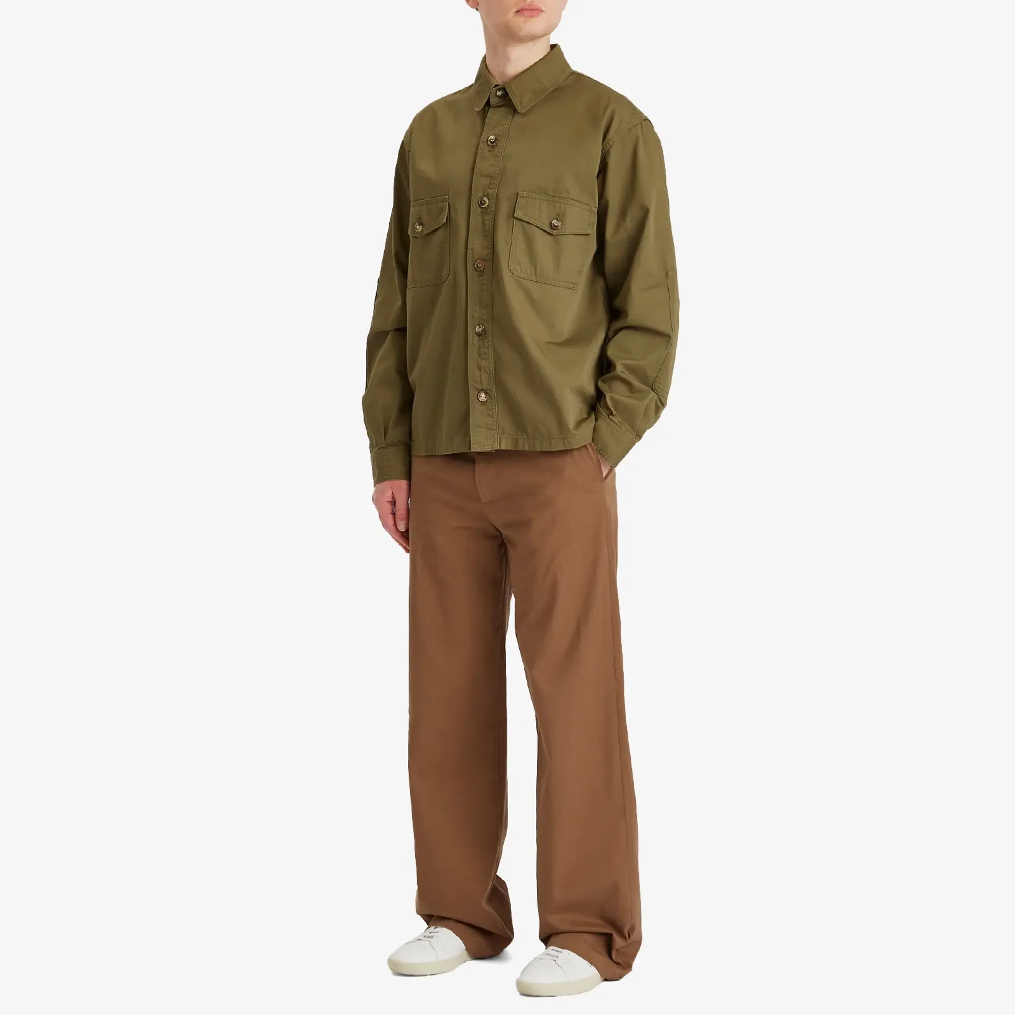 Saint Laurent Men's YSL Overshirt Authentic Khaki