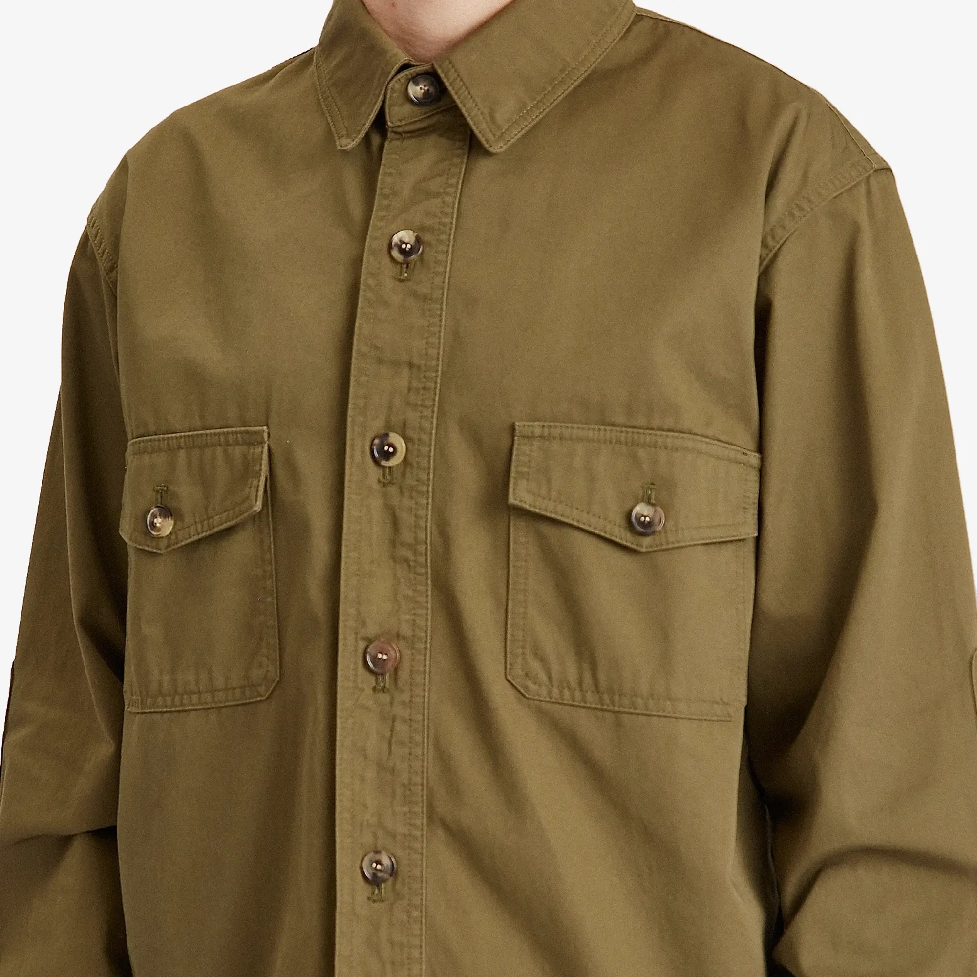 Saint Laurent Men's YSL Overshirt Authentic Khaki