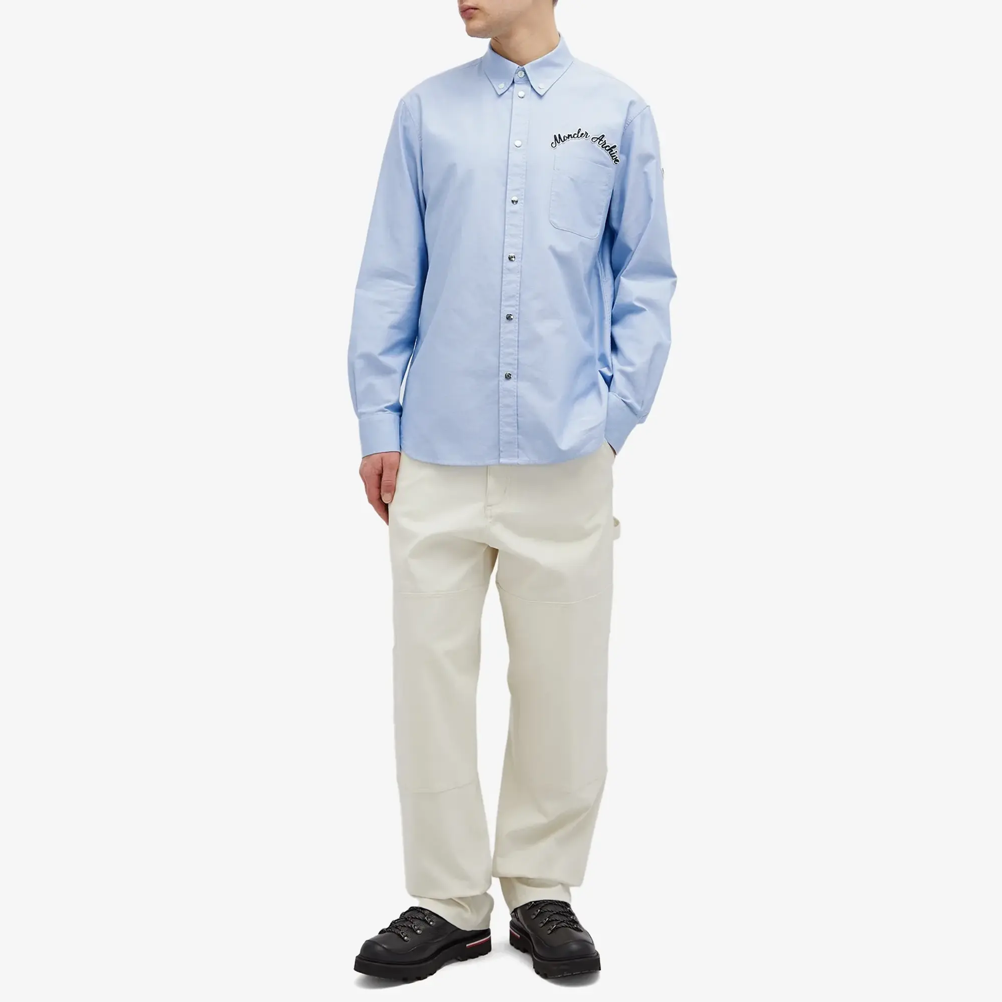 Moncler Men's Oxford De Coton Shirt Blue