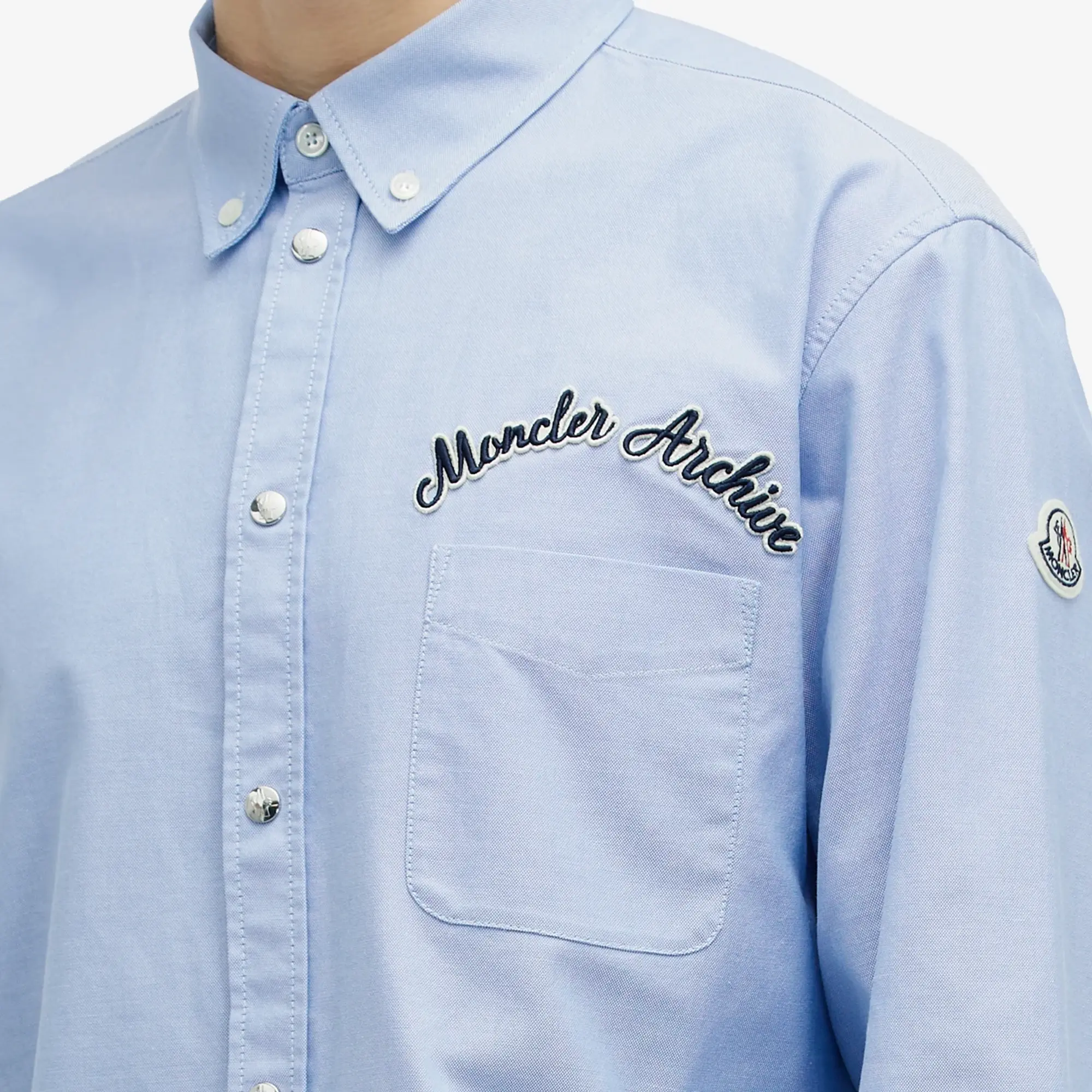 Moncler Men's Oxford De Coton Shirt Blue