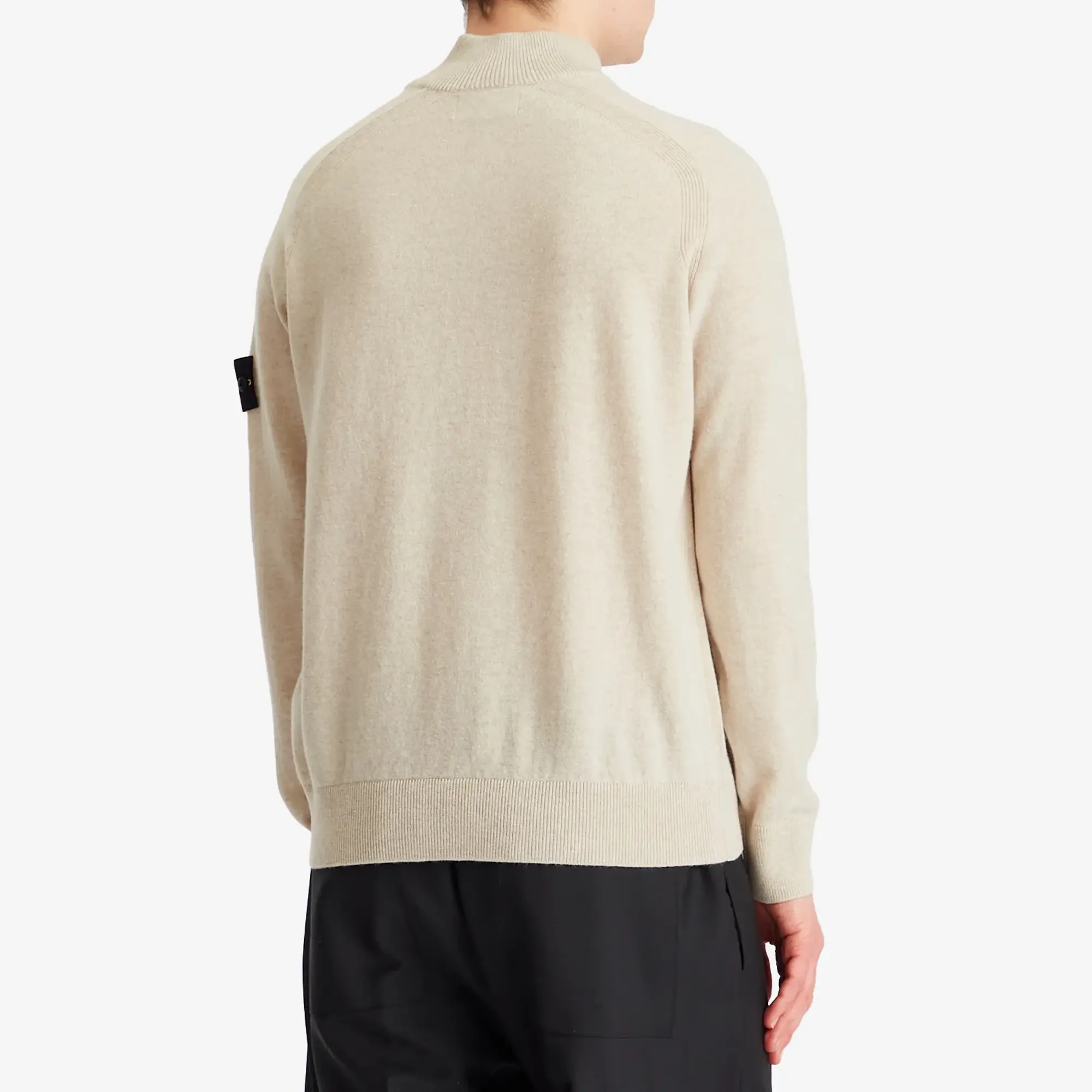 Stone Island Men's Geelong Wool Half Button Knit Desert Melange