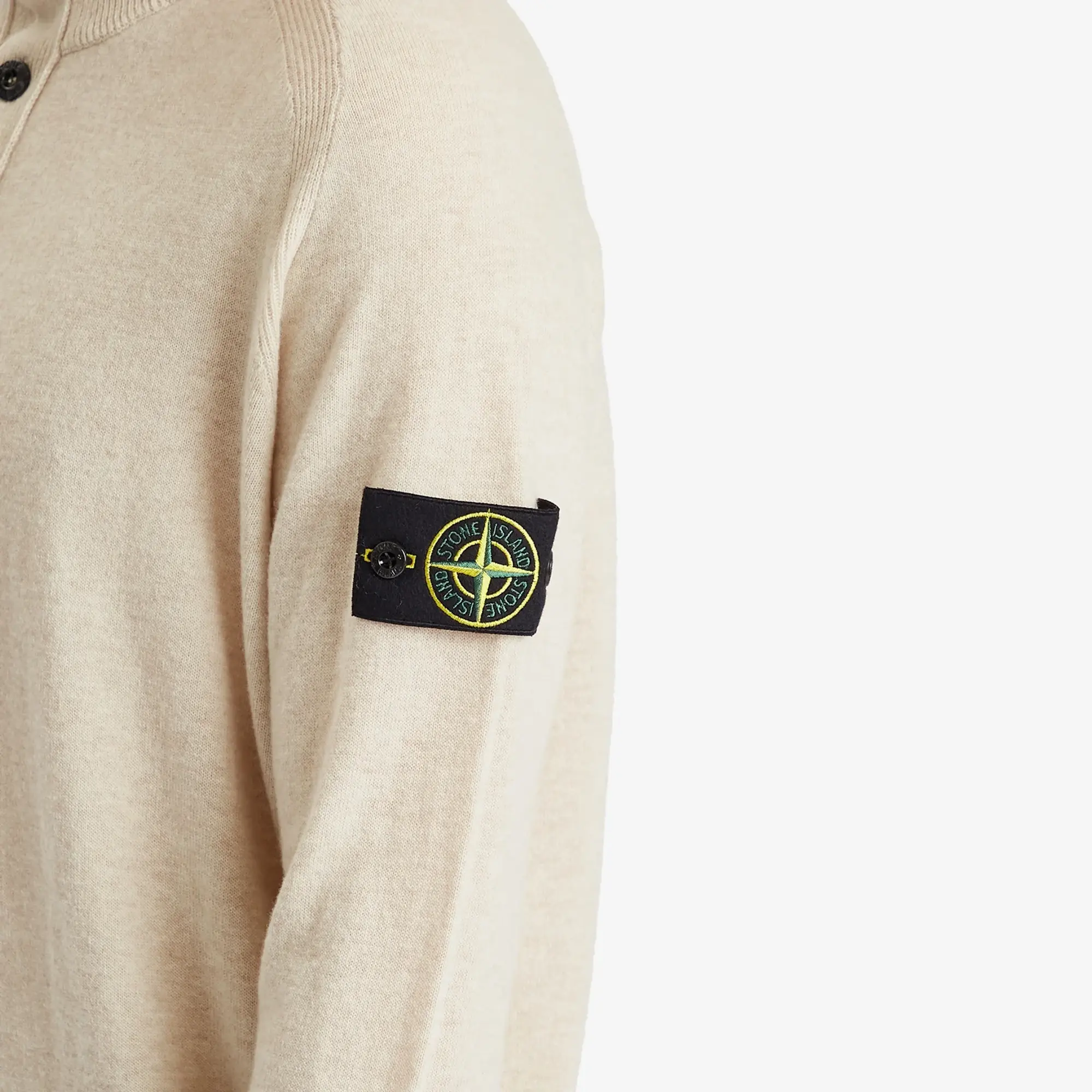 Stone Island Men's Geelong Wool Half Button Knit Desert Melange