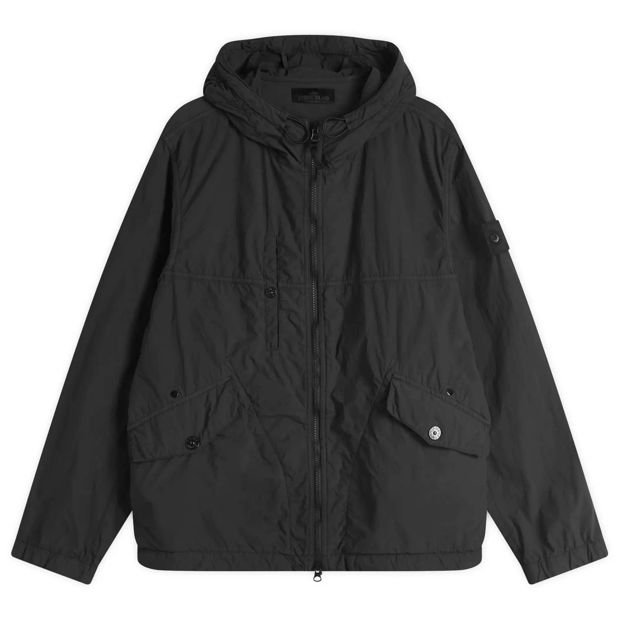 Stone Island Men's Ghost Piece Nylon Smerigliato Short Parka Black