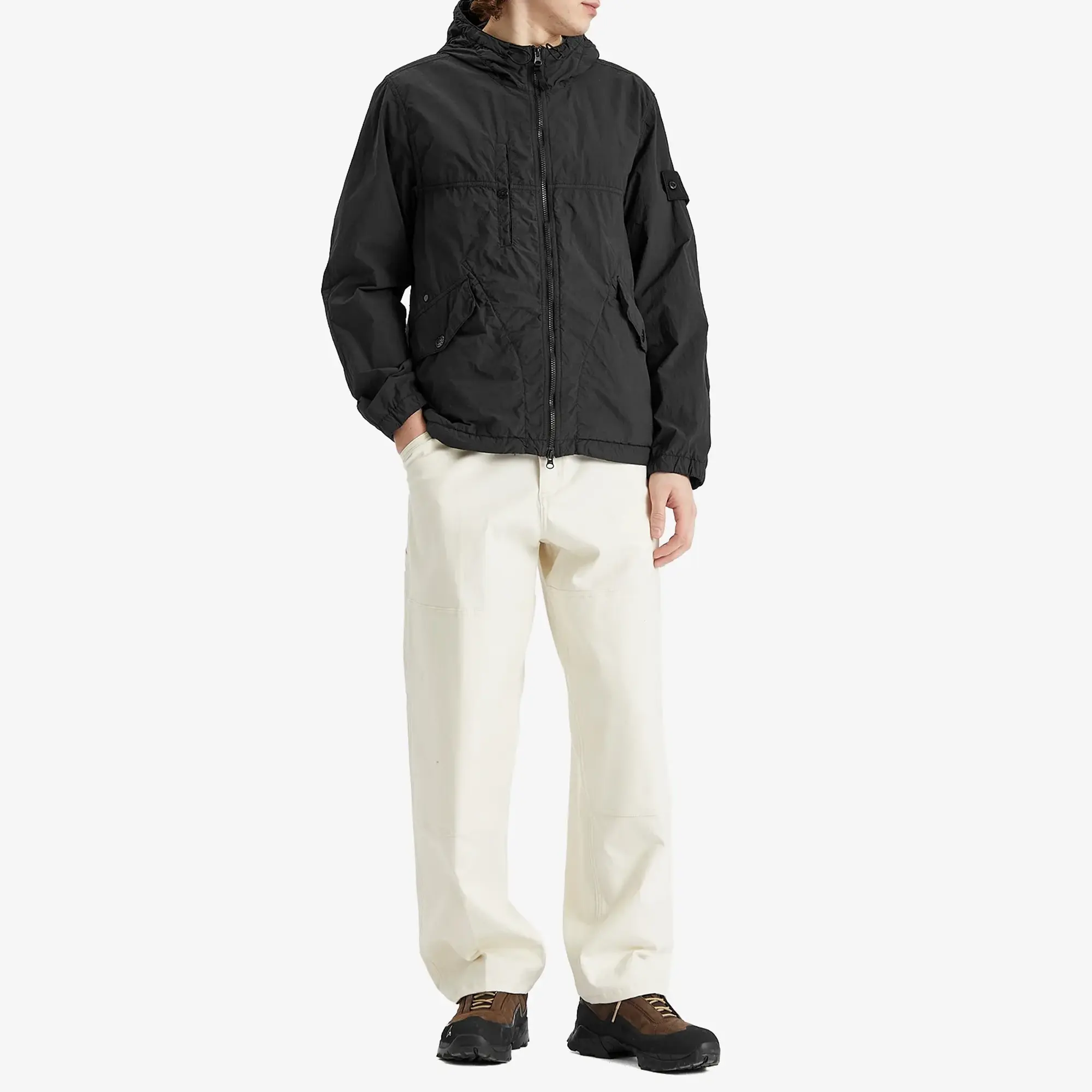 Stone Island Men's Ghost Piece Nylon Smerigliato Short Parka Black