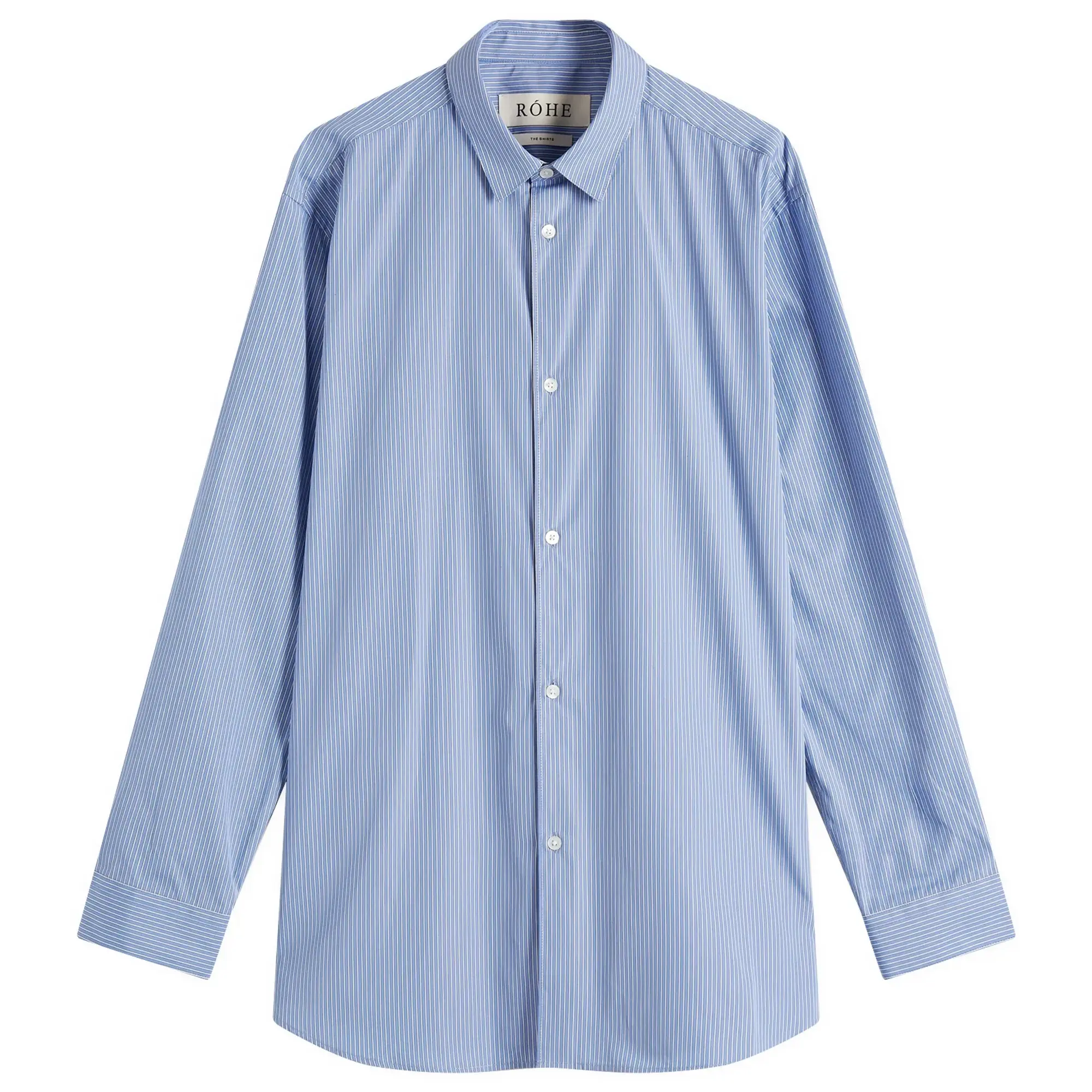 Róhe Men's Stripe Long Sleeve Shirt Light Blue/White