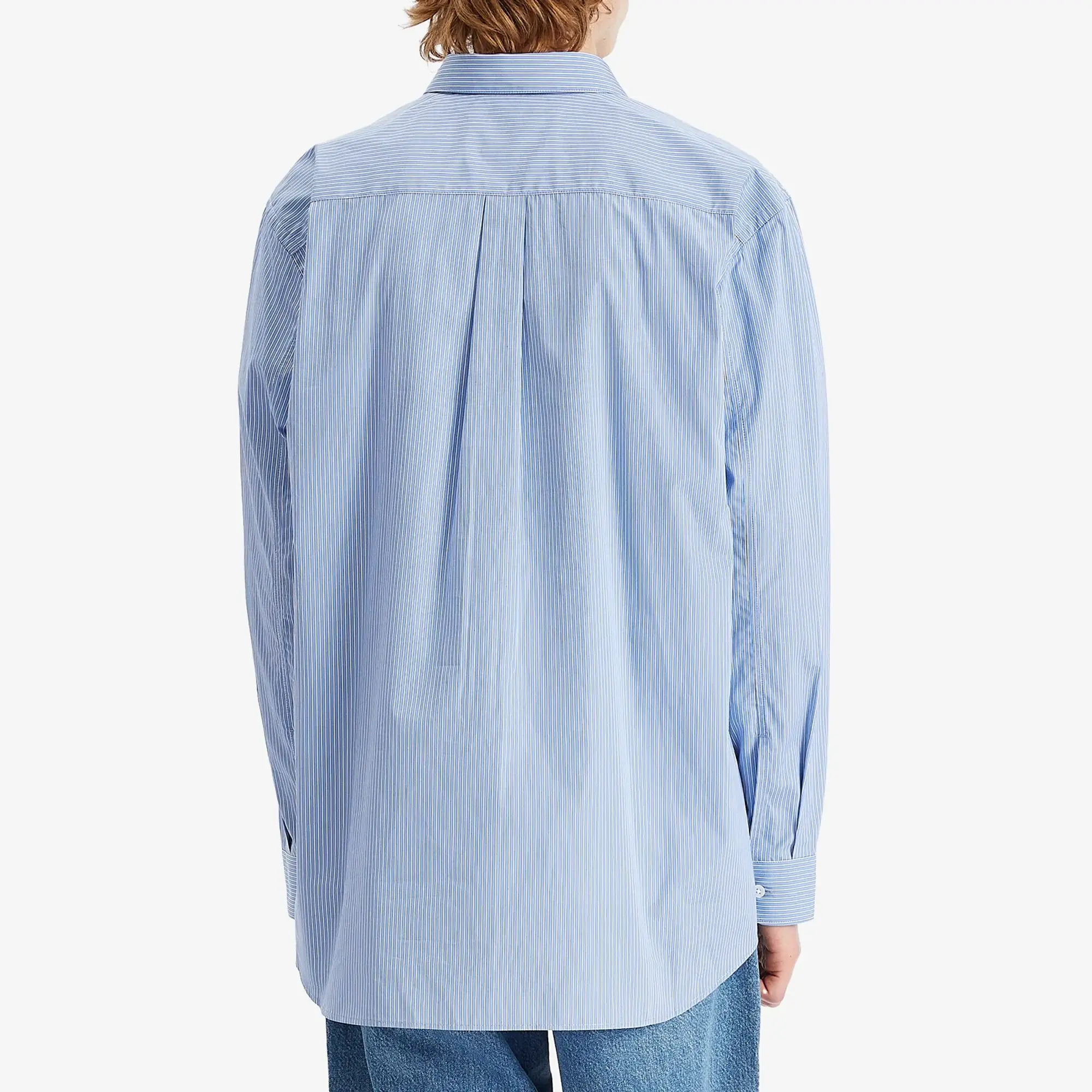 Róhe Men's Stripe Long Sleeve Shirt Light Blue/White