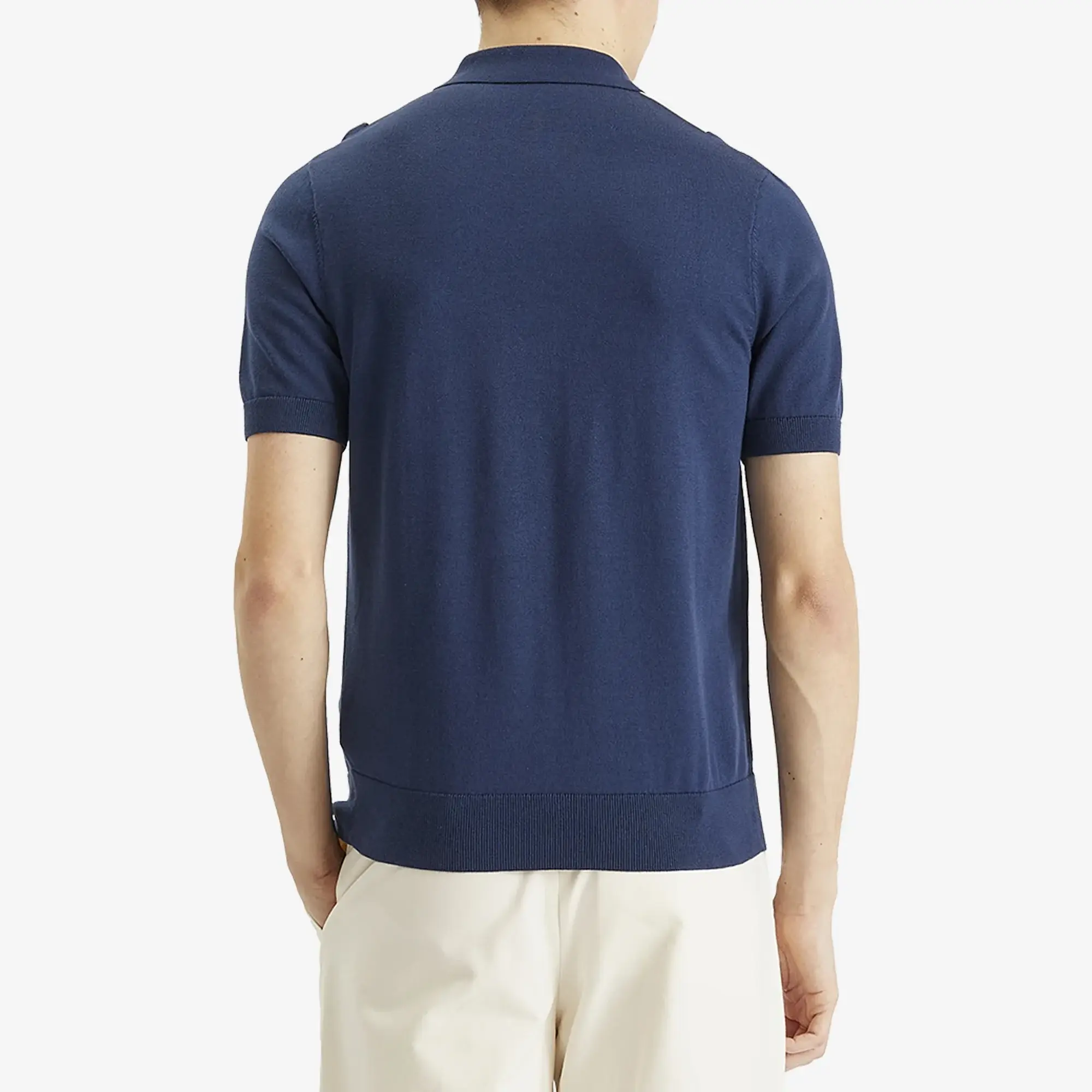 Fred Perry Men's Vertical Stripe Zip Neck Shirt Tnsblu/Slvbl/Ecr
