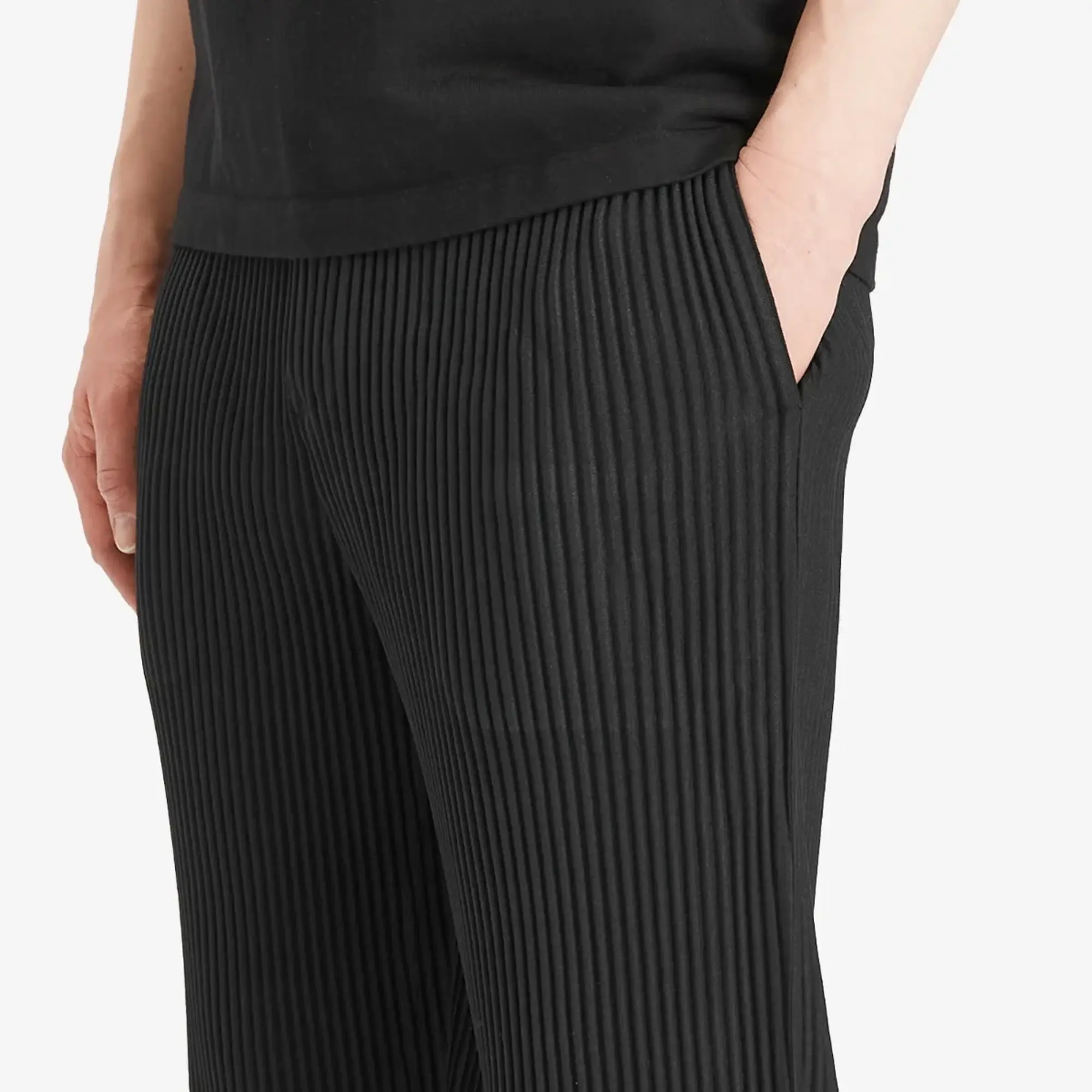 Homme Plissé Issey Miyake Men's Wool Like Pleated Trousers Black