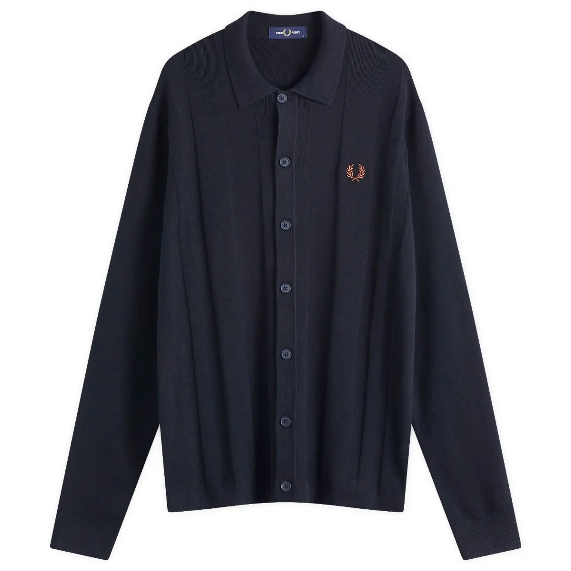 Fred Perry Men's Knitted Button Shirt Navy