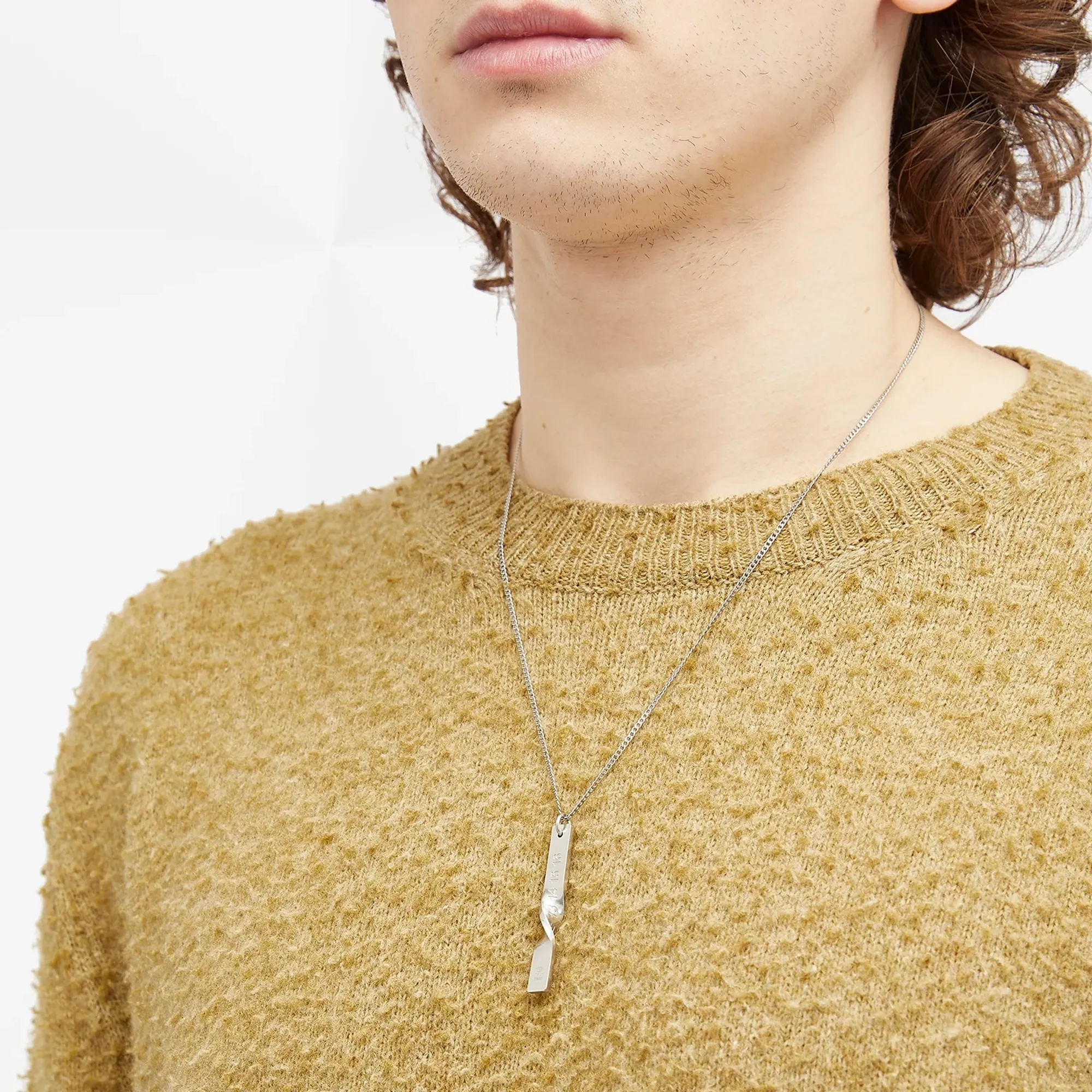 Maison Margiela Men's Twisted Number Logo Bar Necklace Palladio