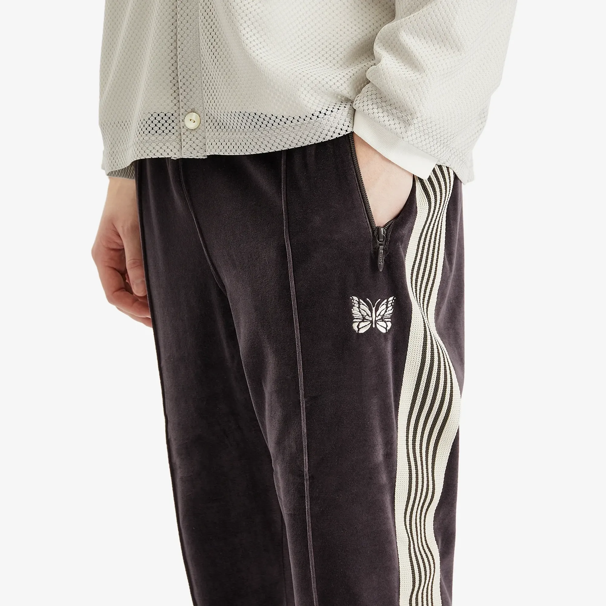 Needles Men's Velour Track Pant Charcoal | QV321-B | FOOTY.COM