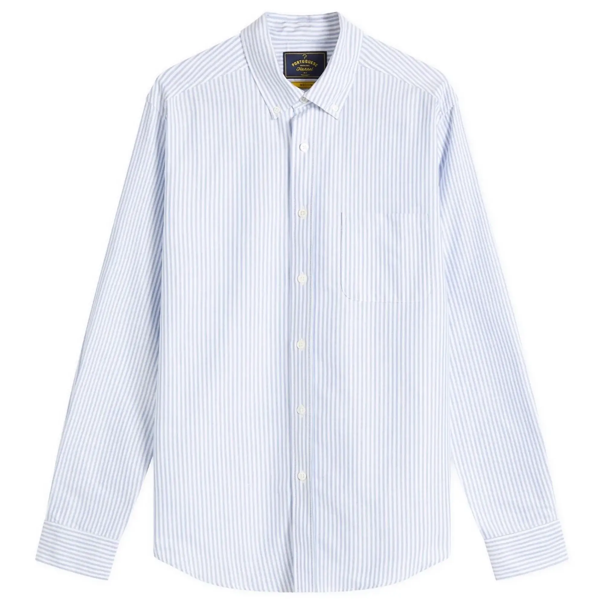 Portuguese Flannel Men's Belavista Stripe Button Down Oxford Shirt Blue Stripe