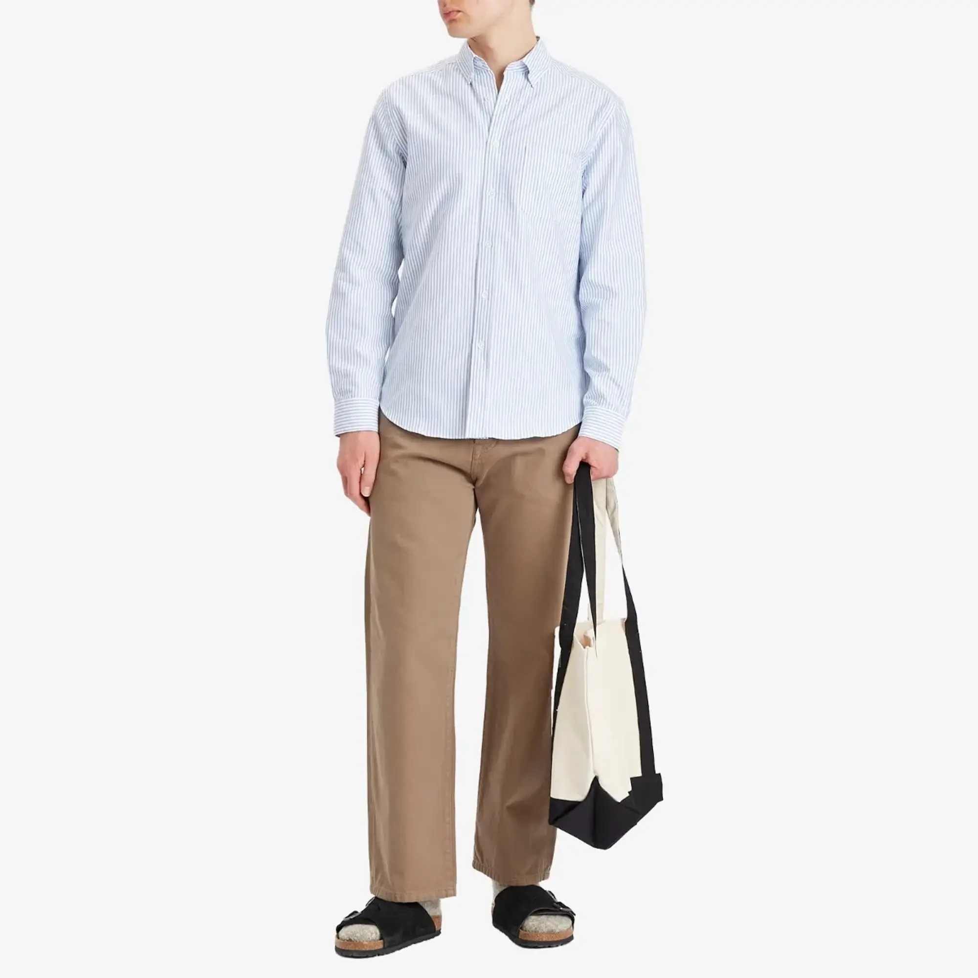 Portuguese Flannel Men's Belavista Stripe Button Down Oxford Shirt Blue Stripe