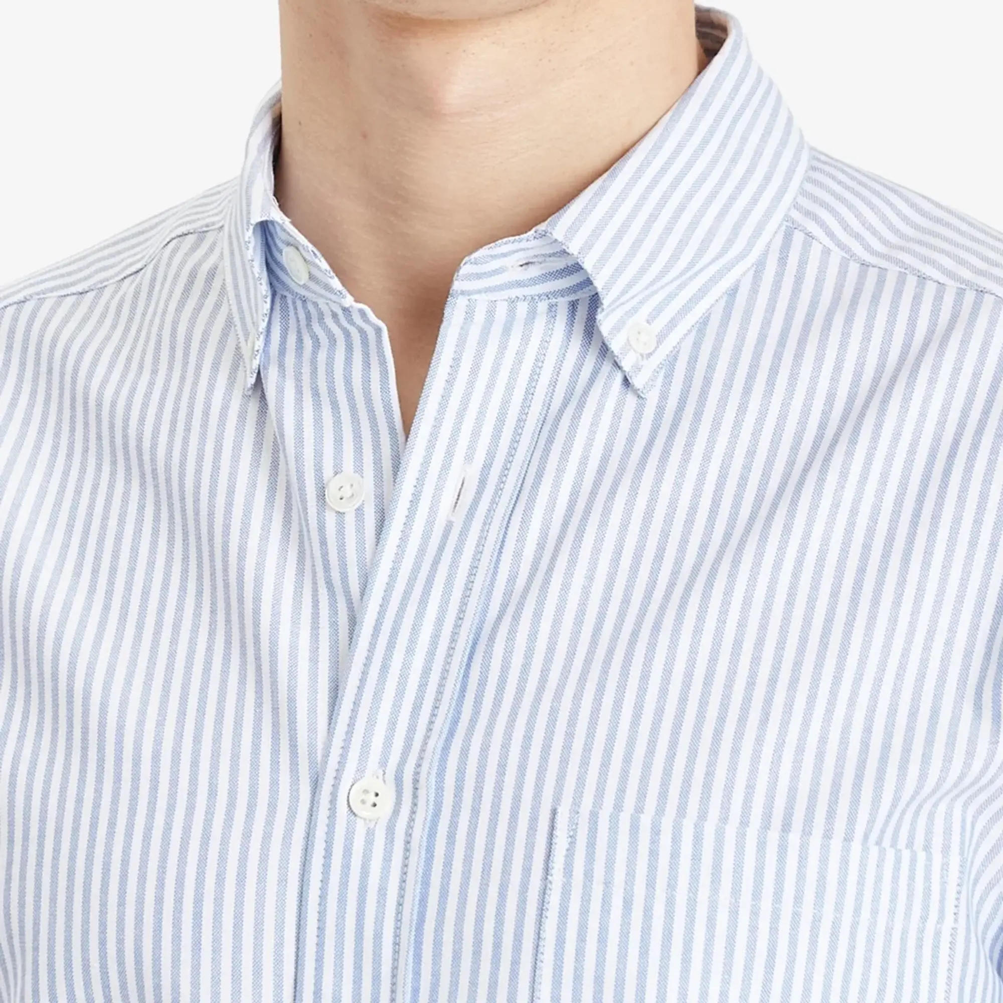 Portuguese Flannel Men's Belavista Stripe Button Down Oxford Shirt Blue Stripe