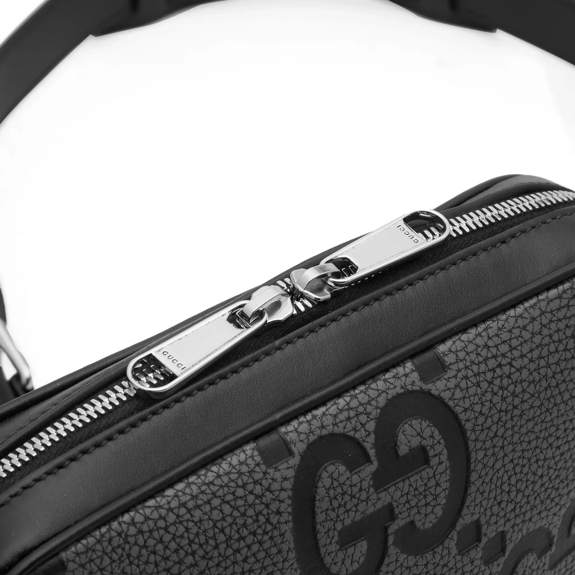 Gucci Men's GG Jumbo Leather Crossbody Bag Black