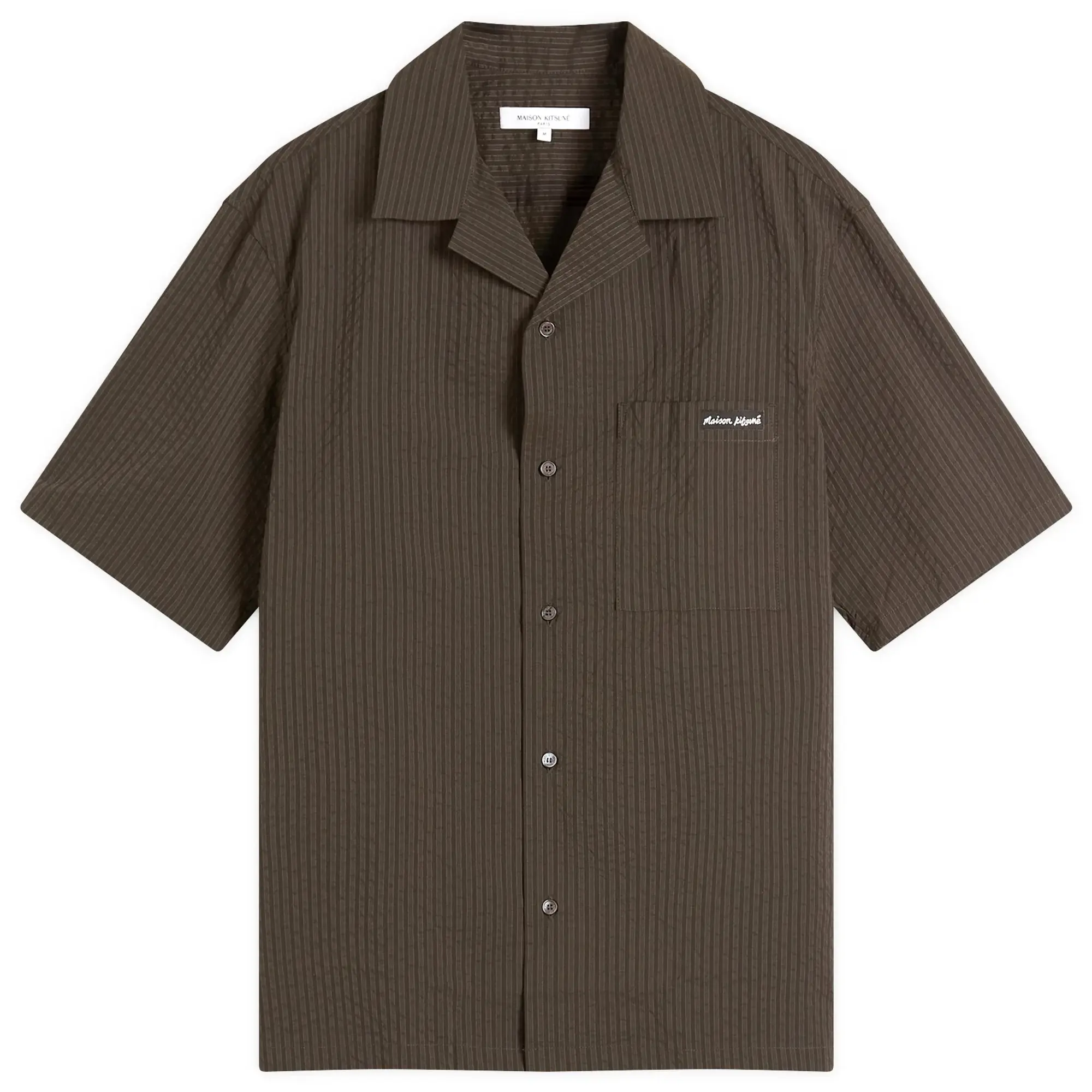 Maison Kitsune Seersucker Resort Shirt Ranger Green