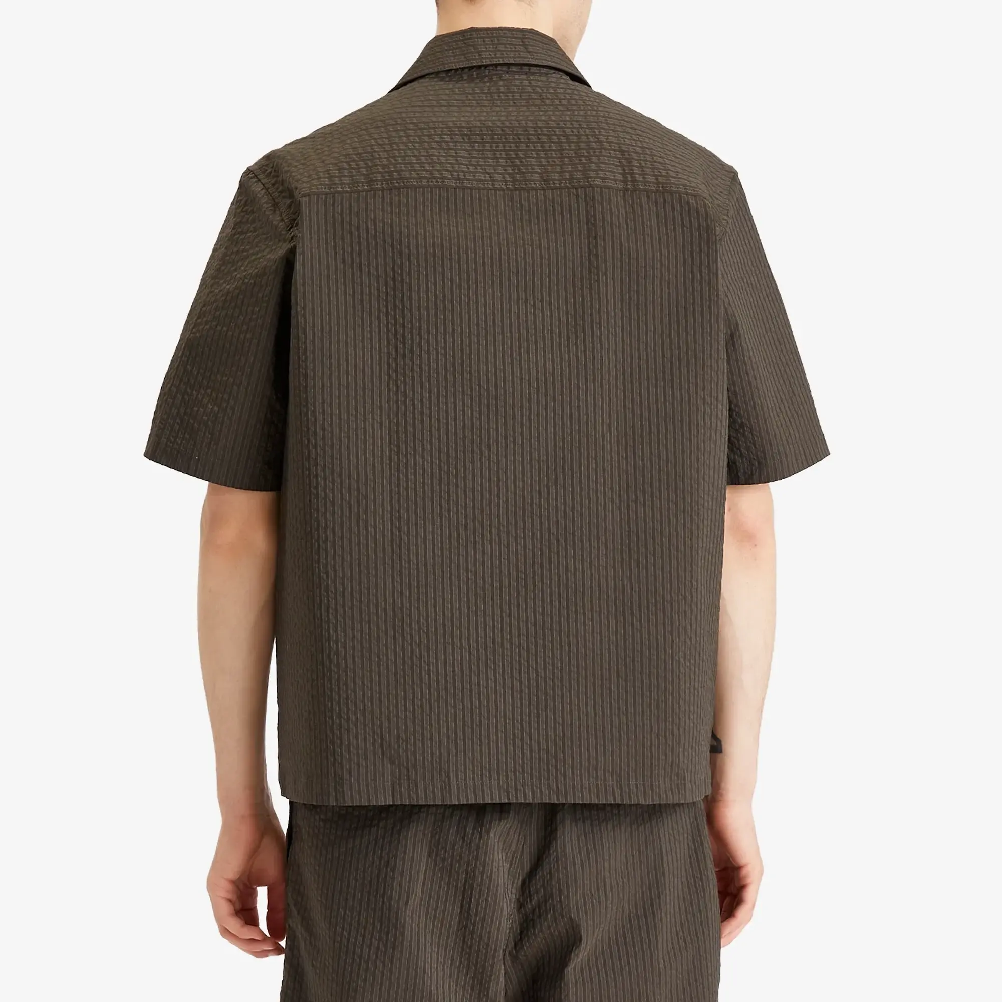 Maison Kitsune Seersucker Resort Shirt Ranger Green